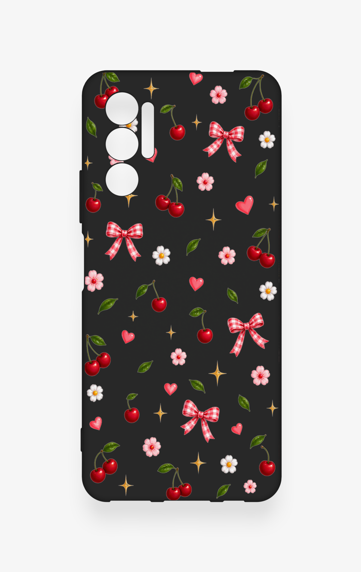 Tecno Pova 3 Uyumlu Papatya Kiraz Fiyonk Desenli Silikon Kılıf