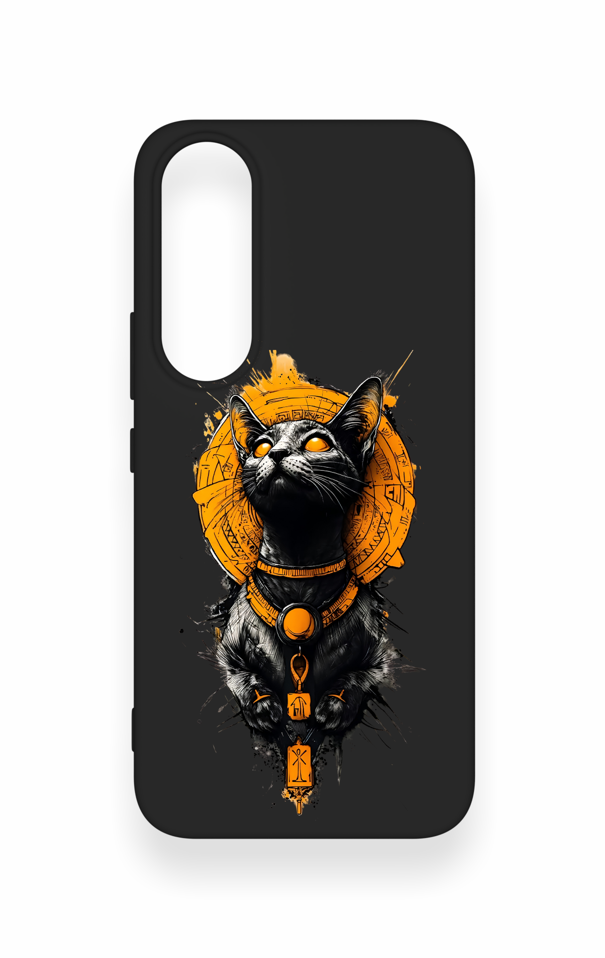 Vivo V70 FE 5G Uyumlu Mısırlı Kedi Tanrısı Desenli Silikon Kılıf