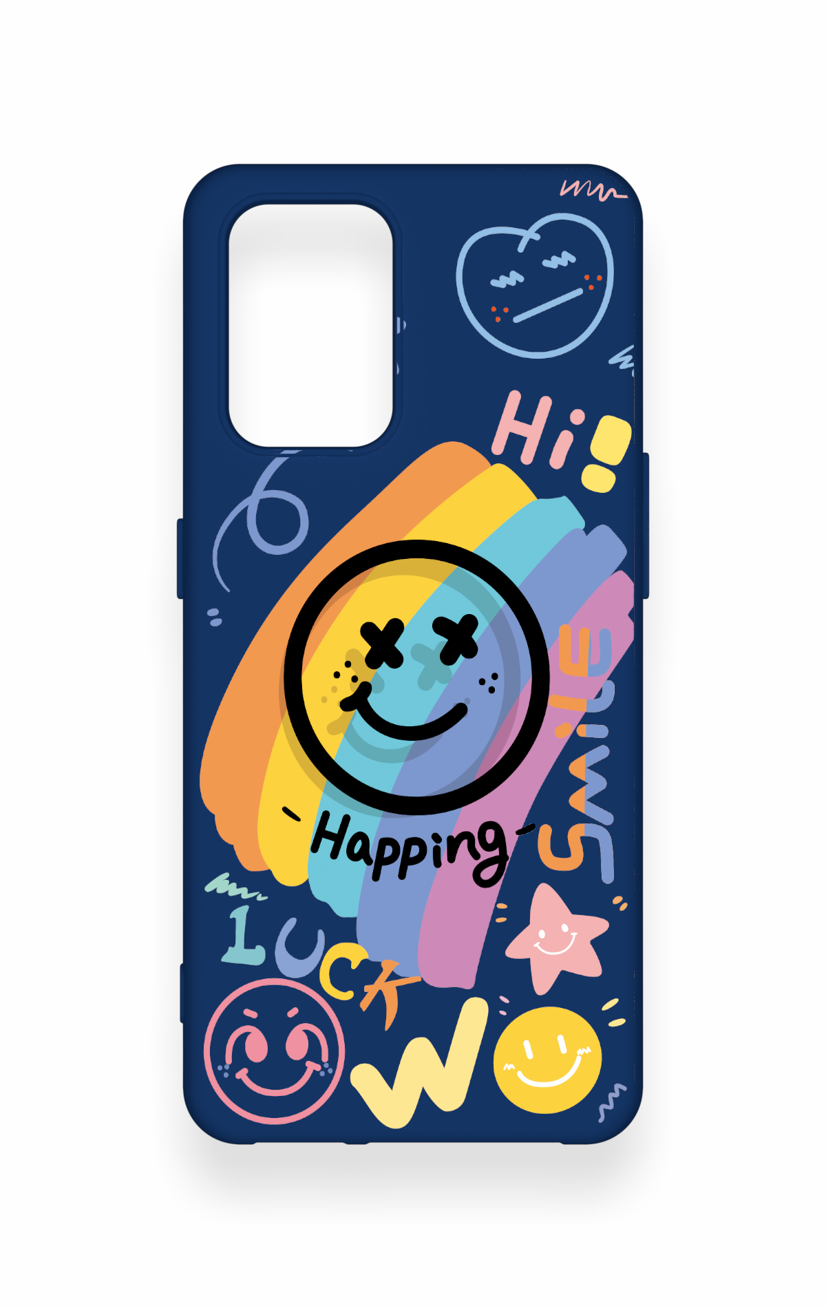 Oppo-A74 Uyumlu Happing Smile Desenli Silikon Kılıf