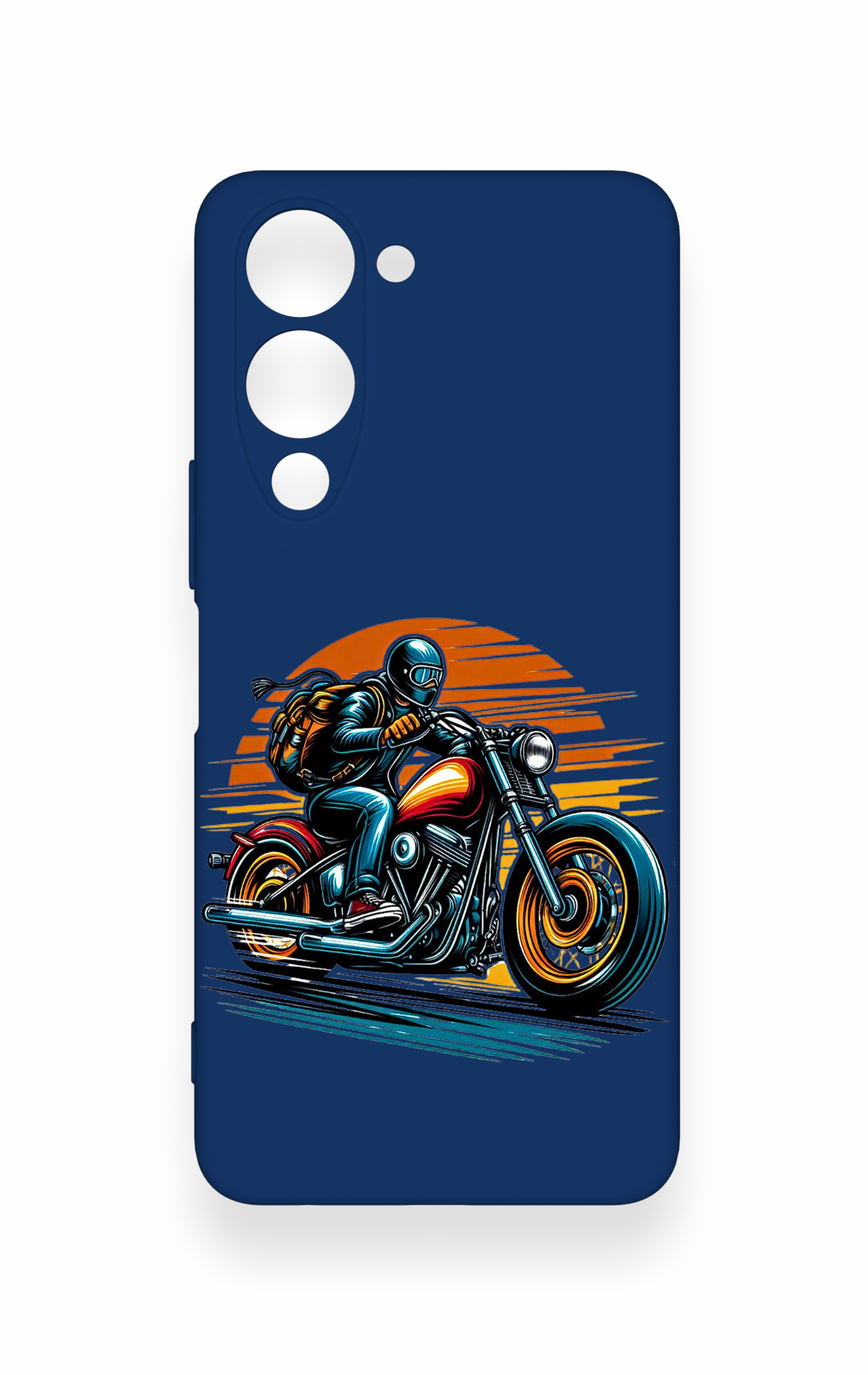 Vivo Y19 5G Uyumlu Moto Rider Desenli Silikon Kılıf