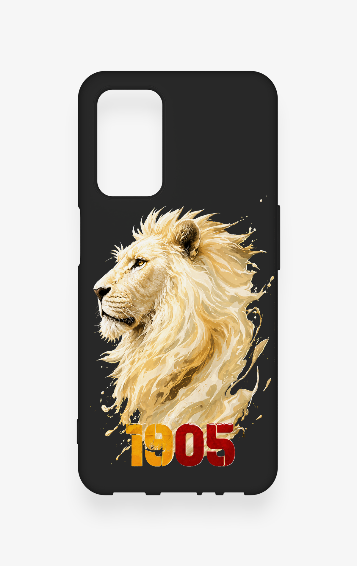 Oppo A55 Uyumlu Sarı Kırmızı 1905 Aslan Desenli Silikon Kılıf