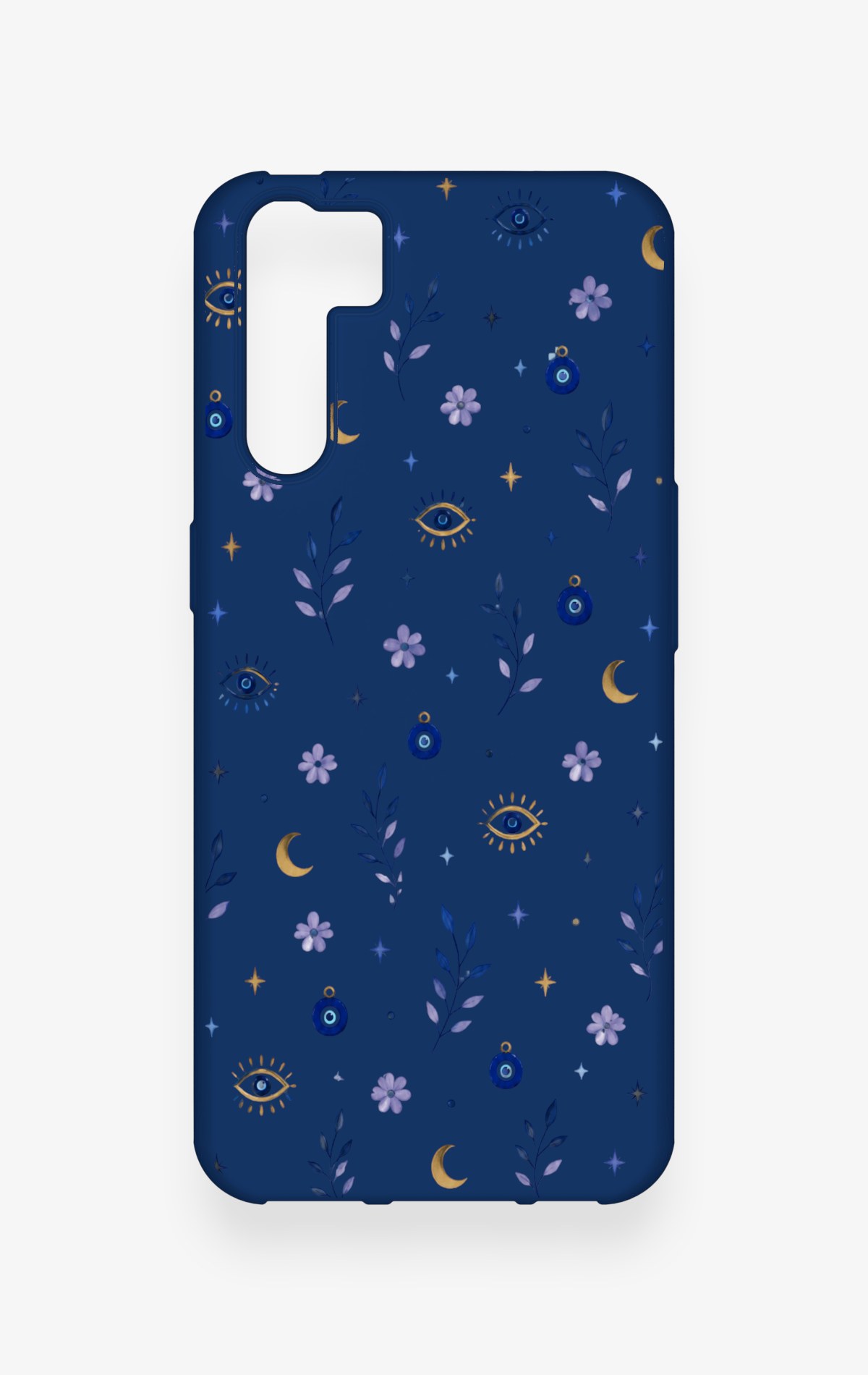 Oppo A91 Uyumlu Mavi Nazar Papatya Desenli Silikon Kılıf