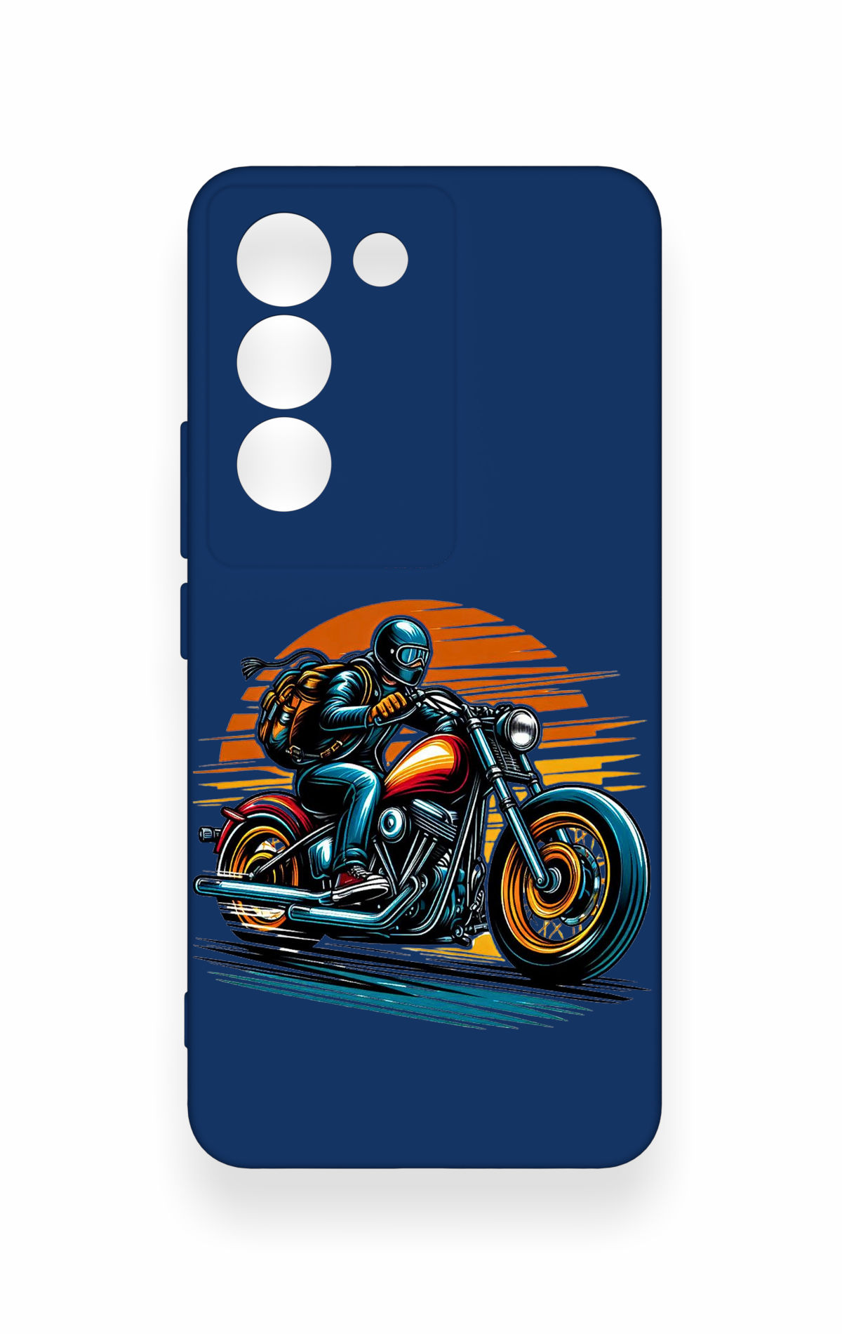 Vivo V30 Lite Uyumlu Moto Rider Desenli Silikon Kılıf