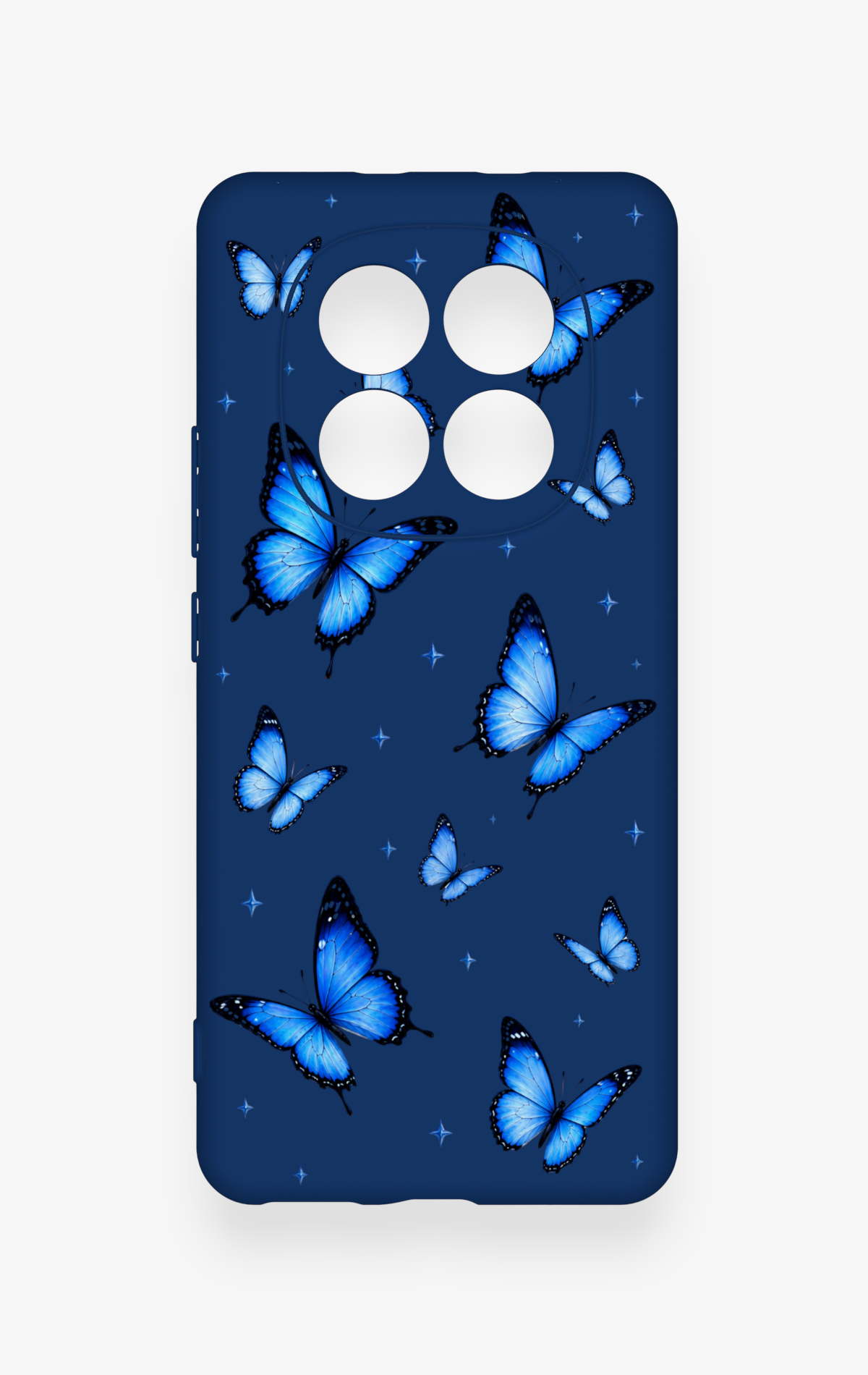REDMİ NOTE 15 4G Uyumlu Parlak Mavi Kelebek Desenli Silikon Kılıf