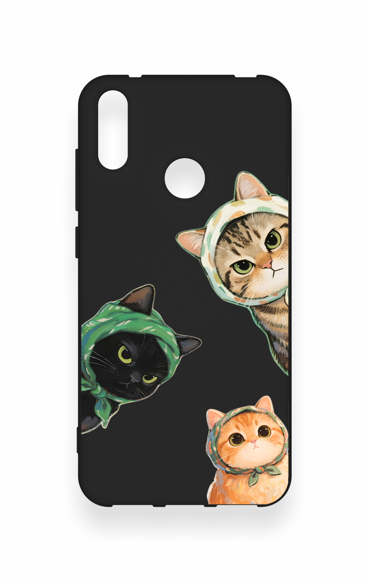 Huawei Y7 2019 Uyumlu Kedi Ekibi Desenli Silikon Kılıf