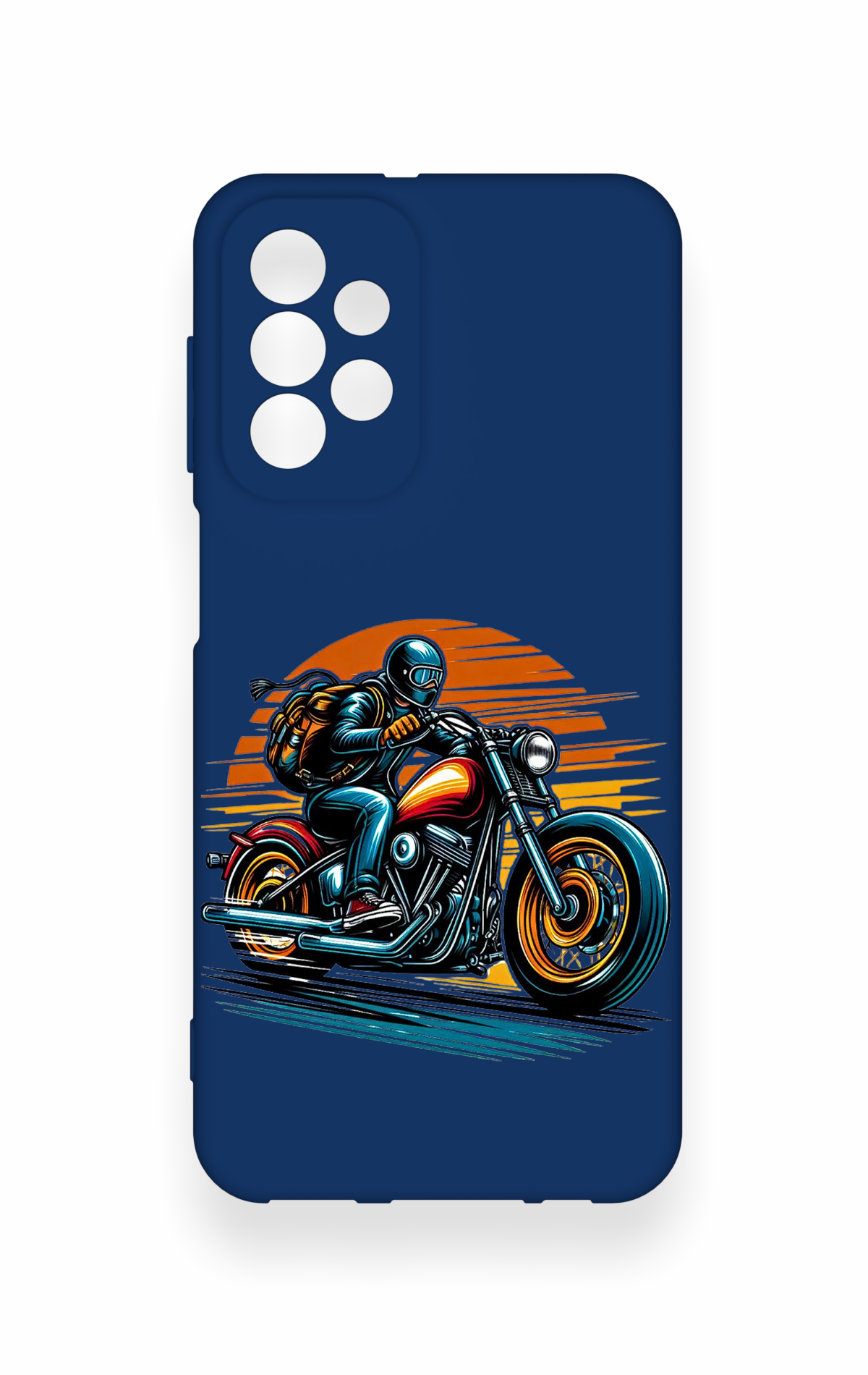 Samsung A23 Uyumlu Moto Rider Desenli Silikon Kılıf