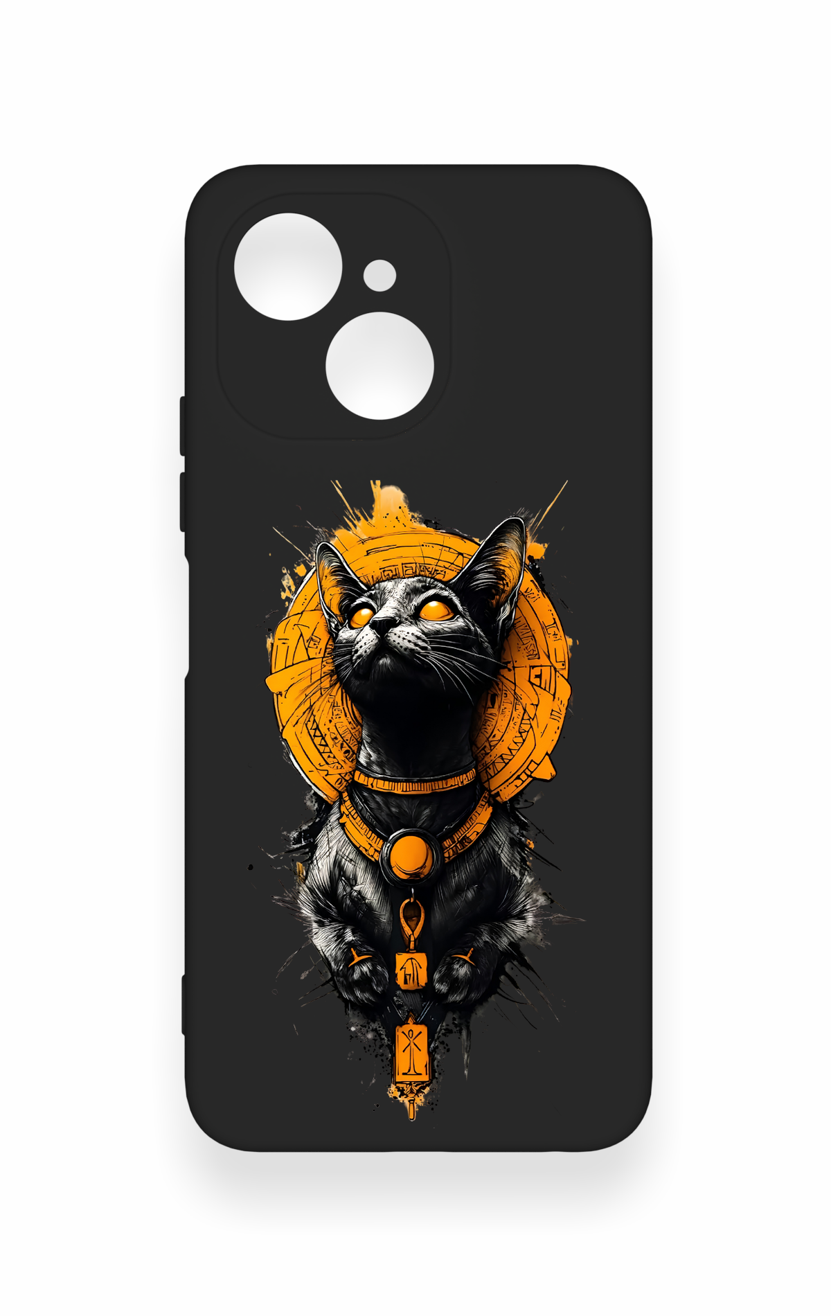Tecno Spark 40C Uyumlu Mısırlı Kedi Tanrısı Desenli Silikon Kılıf