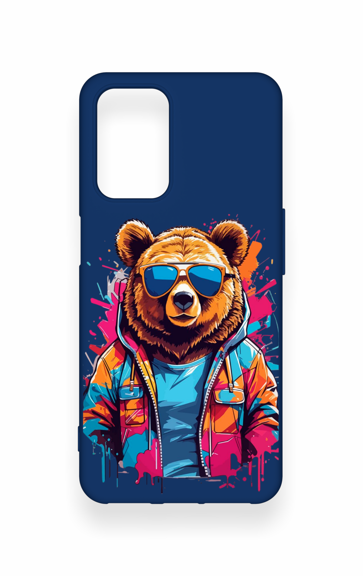 Oppo A54 Uyumlu Gözlüklü Ayı Desenli Silikon Kılıf