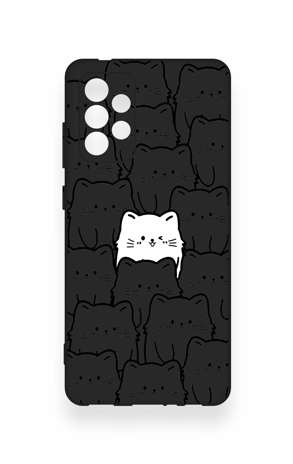 Samsung-A72 Uyumlu Many Cats Desenli Silikon Kılıf
