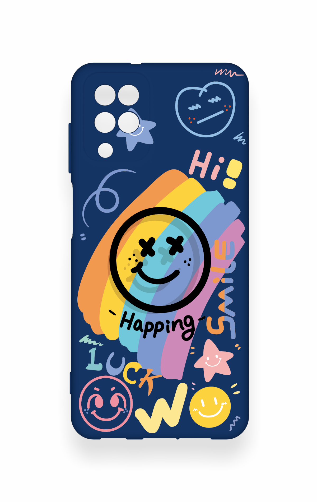 Samsung A12 Uyumlu Happing Smile Desenli Silikon Kılıf