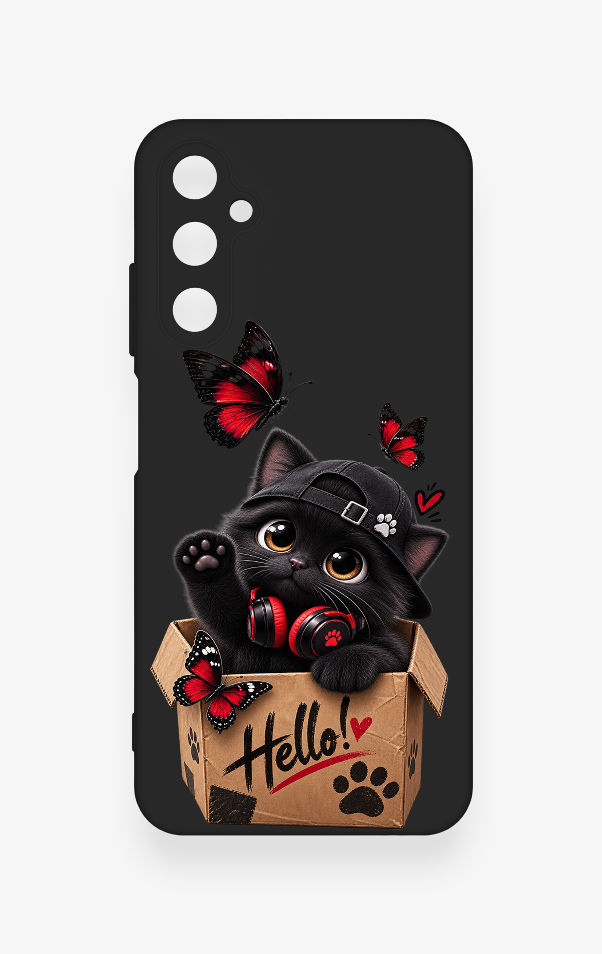Samsung A05s Uyumlu Hello Cat Desenli Silikon Kılıf