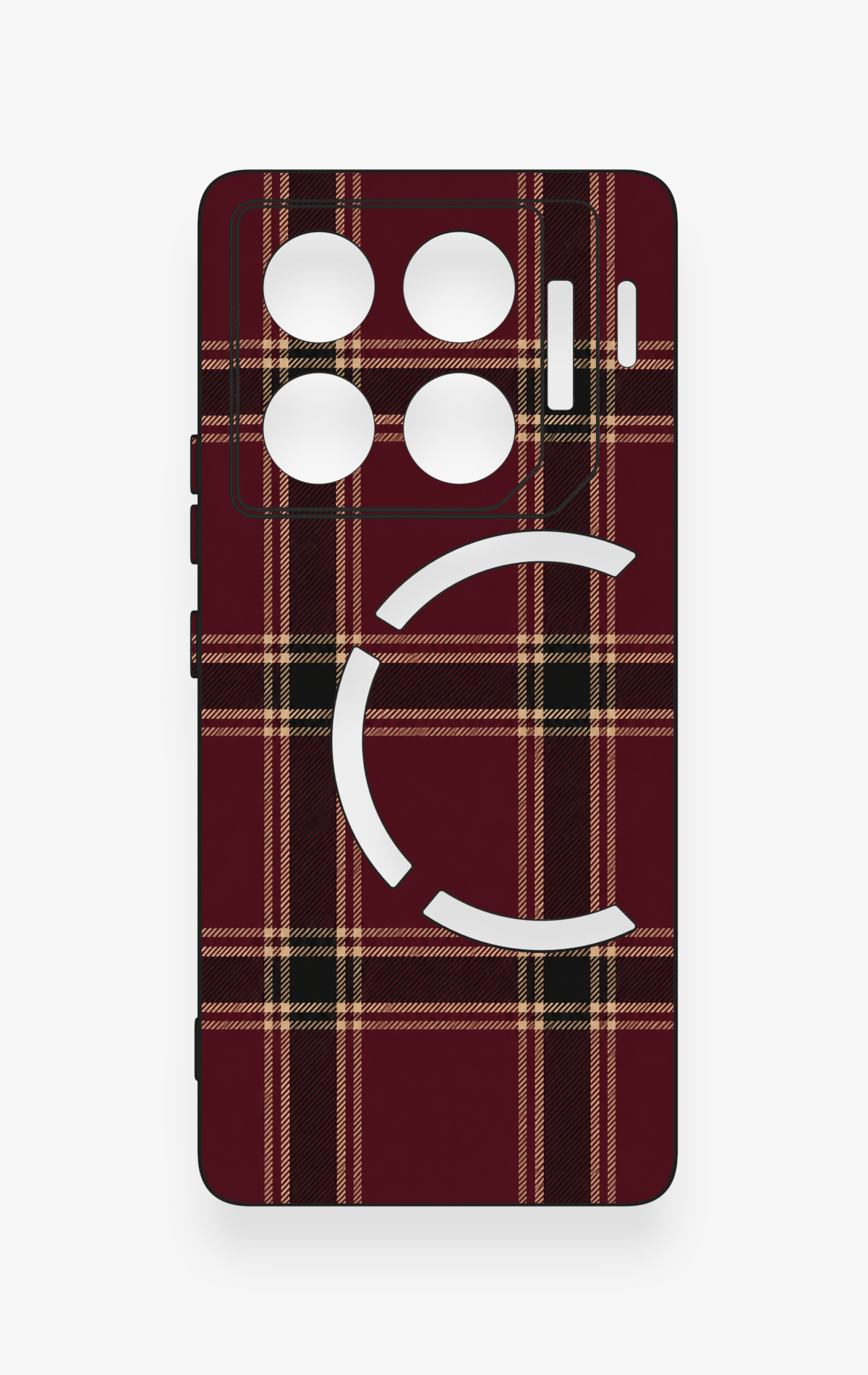 İnfinix Gt 20 Pro Uyumlu Bordo Siyah Ekose Desenli Silikon Kılıf