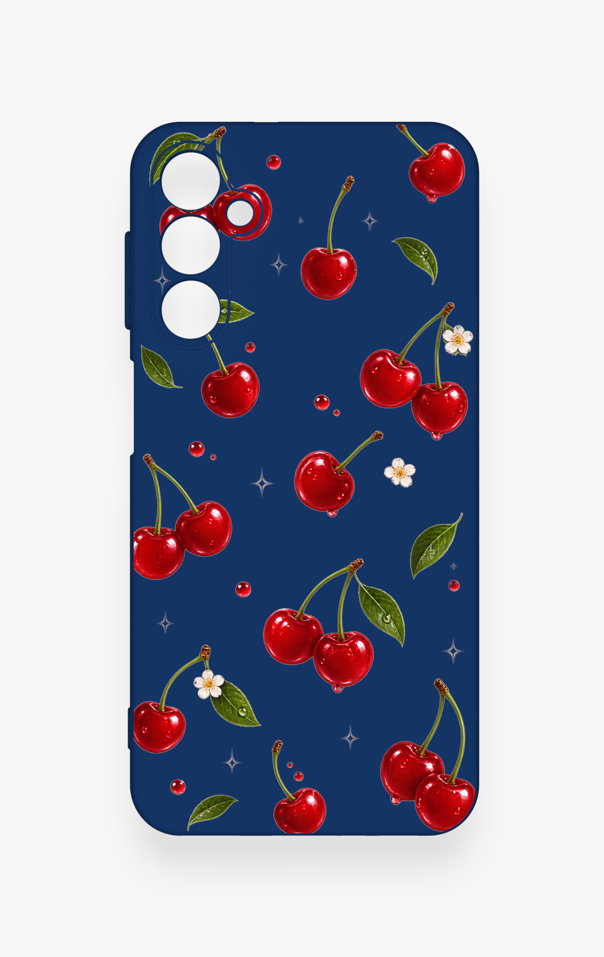 Samsung A24 Uyumlu Kiraz Papatya Desenli Silikon Kılıf