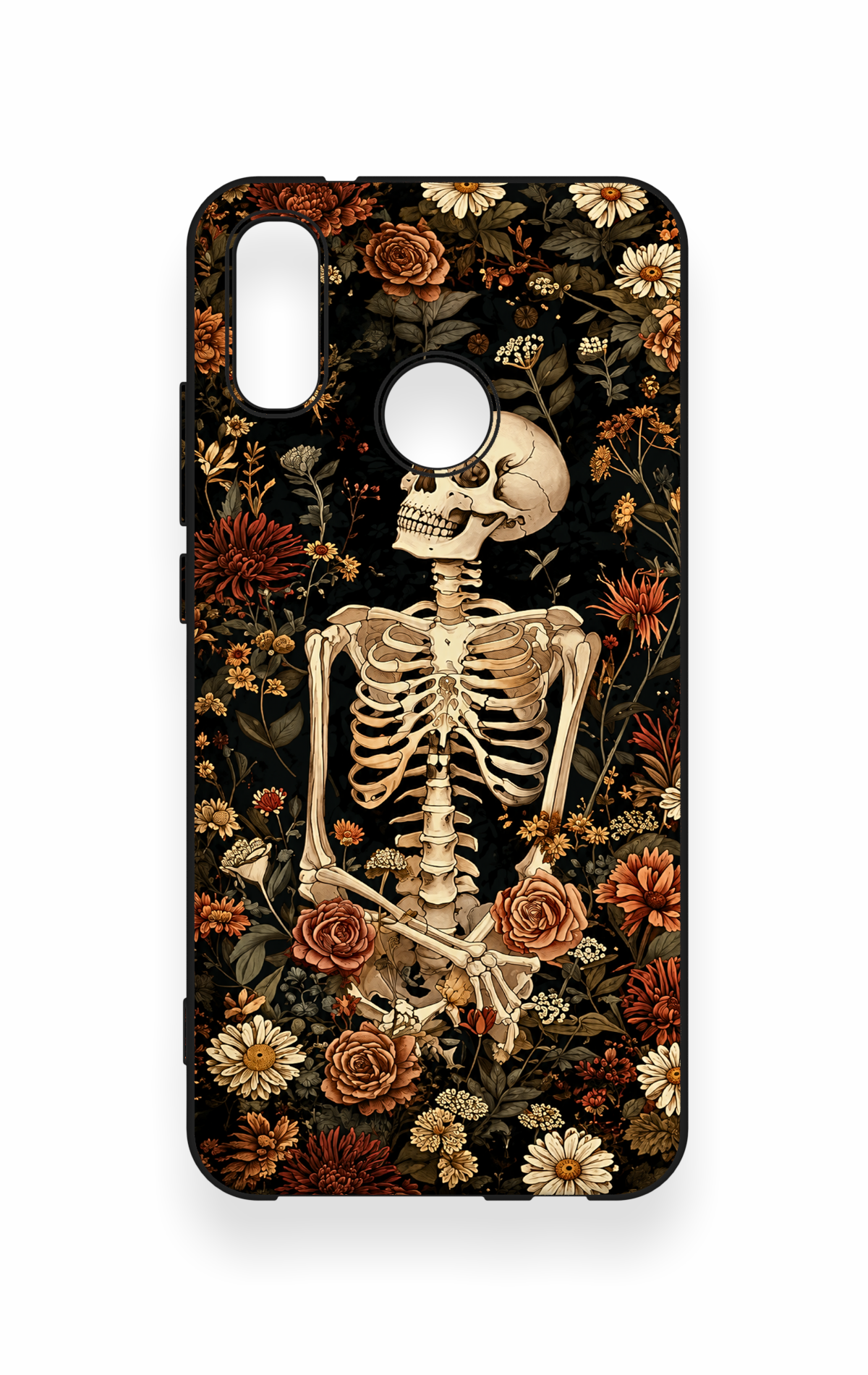 Huawei P20 Lite Uyumlu Çiçek İskelet Desenli Silikon Kılıf