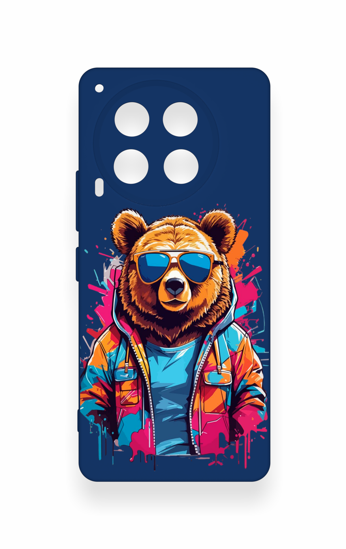 Tecno Camon 30 Uyumlu Gözlüklü Ayı Desenli Silikon Kılıf