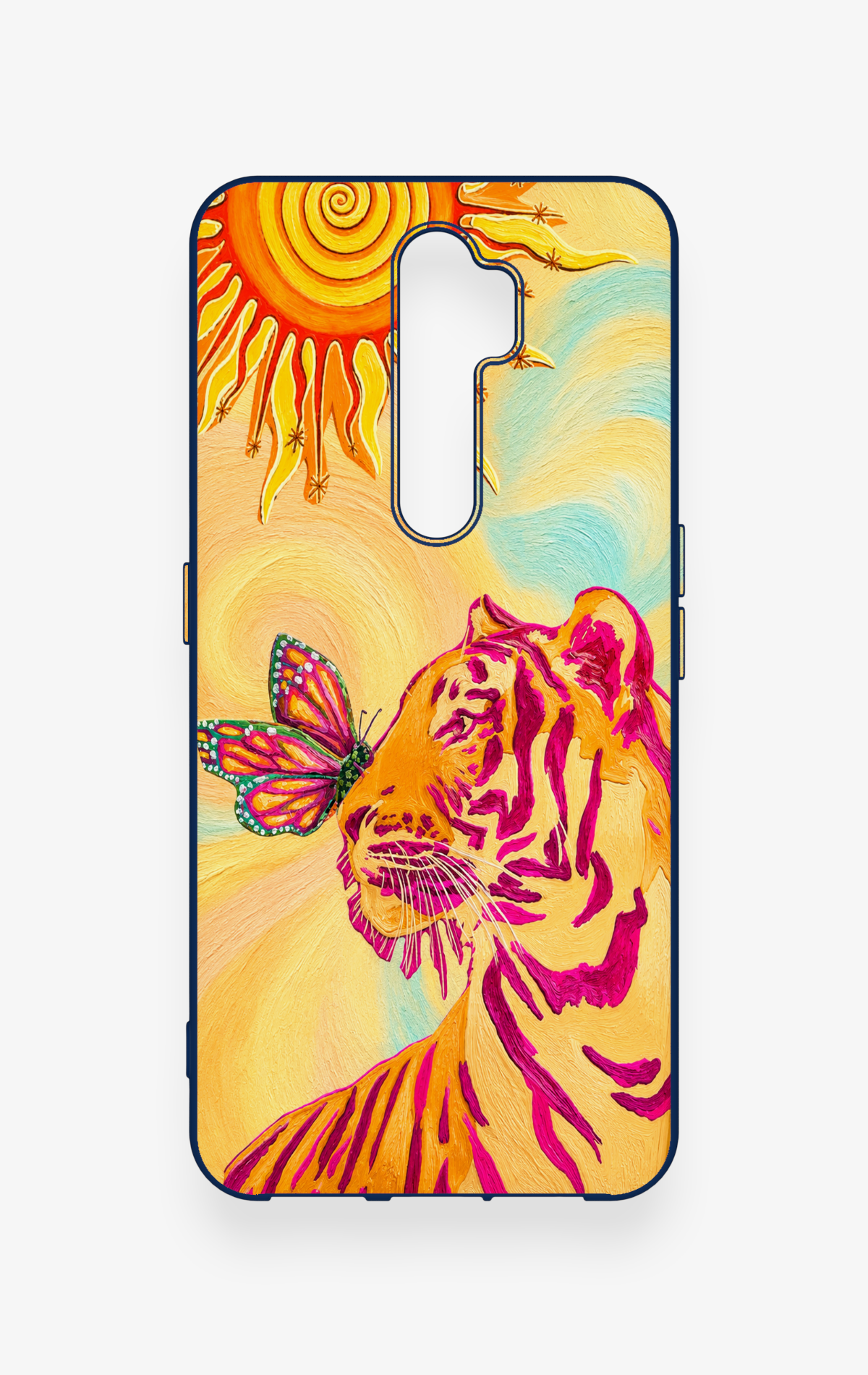 Oppo A5 2020 Uyumlu Güneşin Kaplanı Desenli Silikon Kılıf