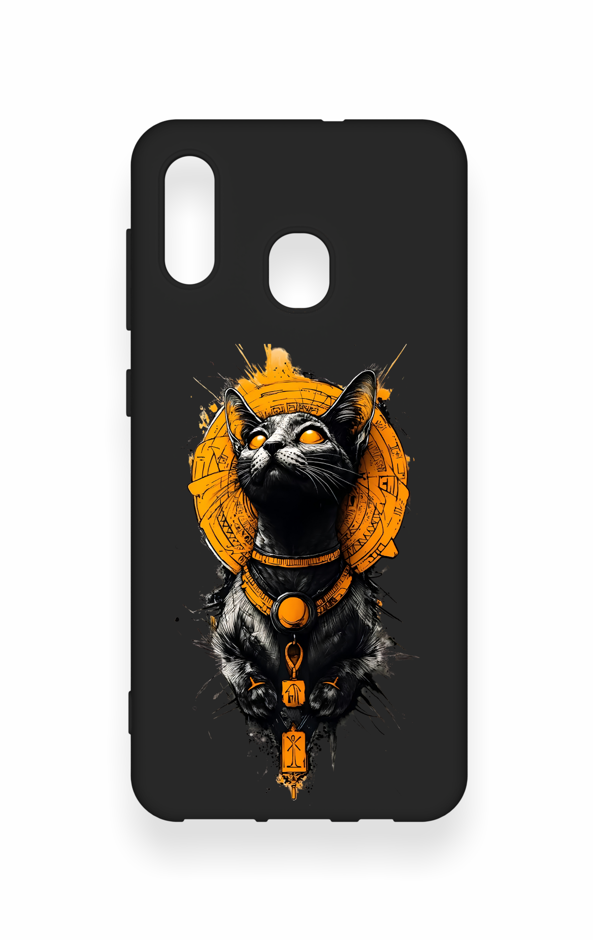 Samsung A20-A30 Uyumlu Mısırlı Kedi Tanrısı Desenli Silikon Kılıf