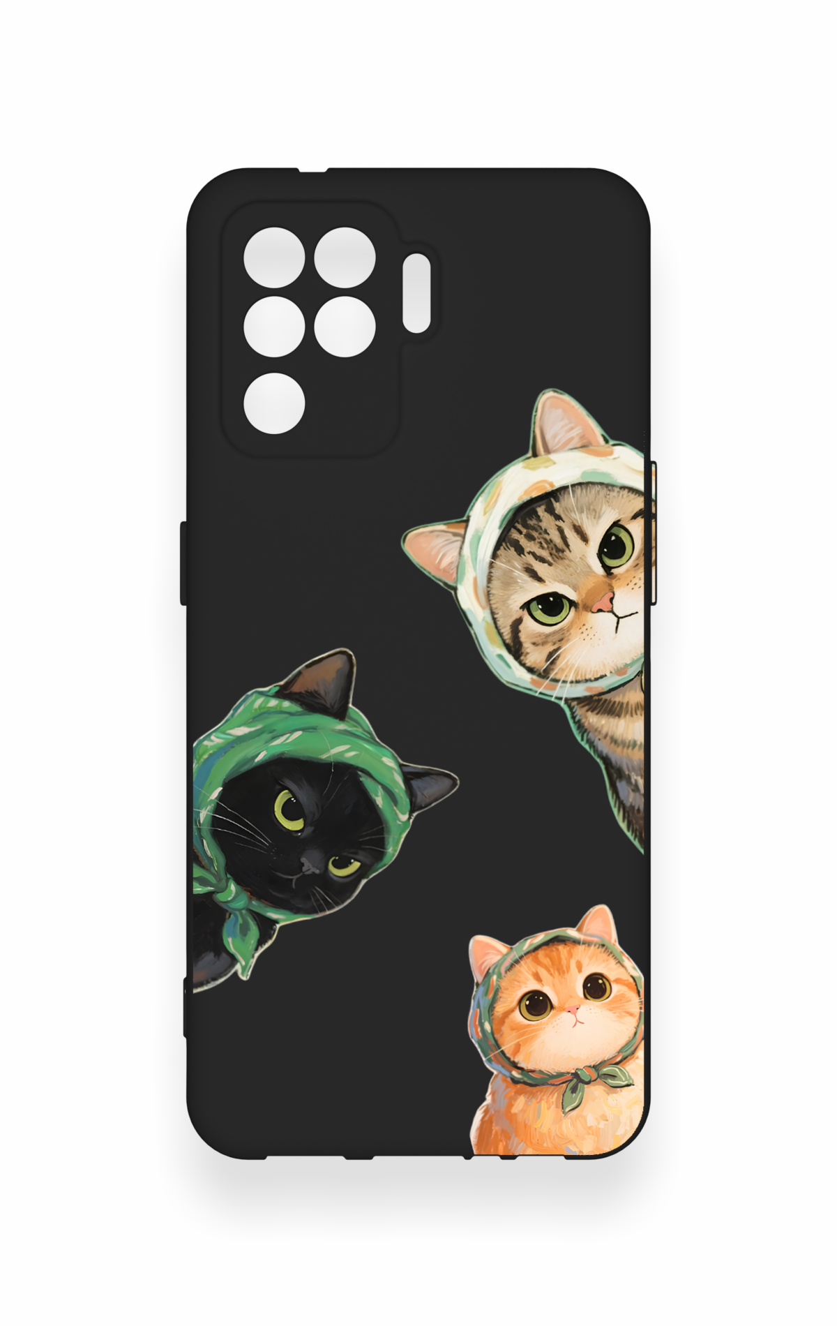 Oppo Reno 5 Lite Uyumlu Kedi Ekibi Desenli Silikon Kılıf
