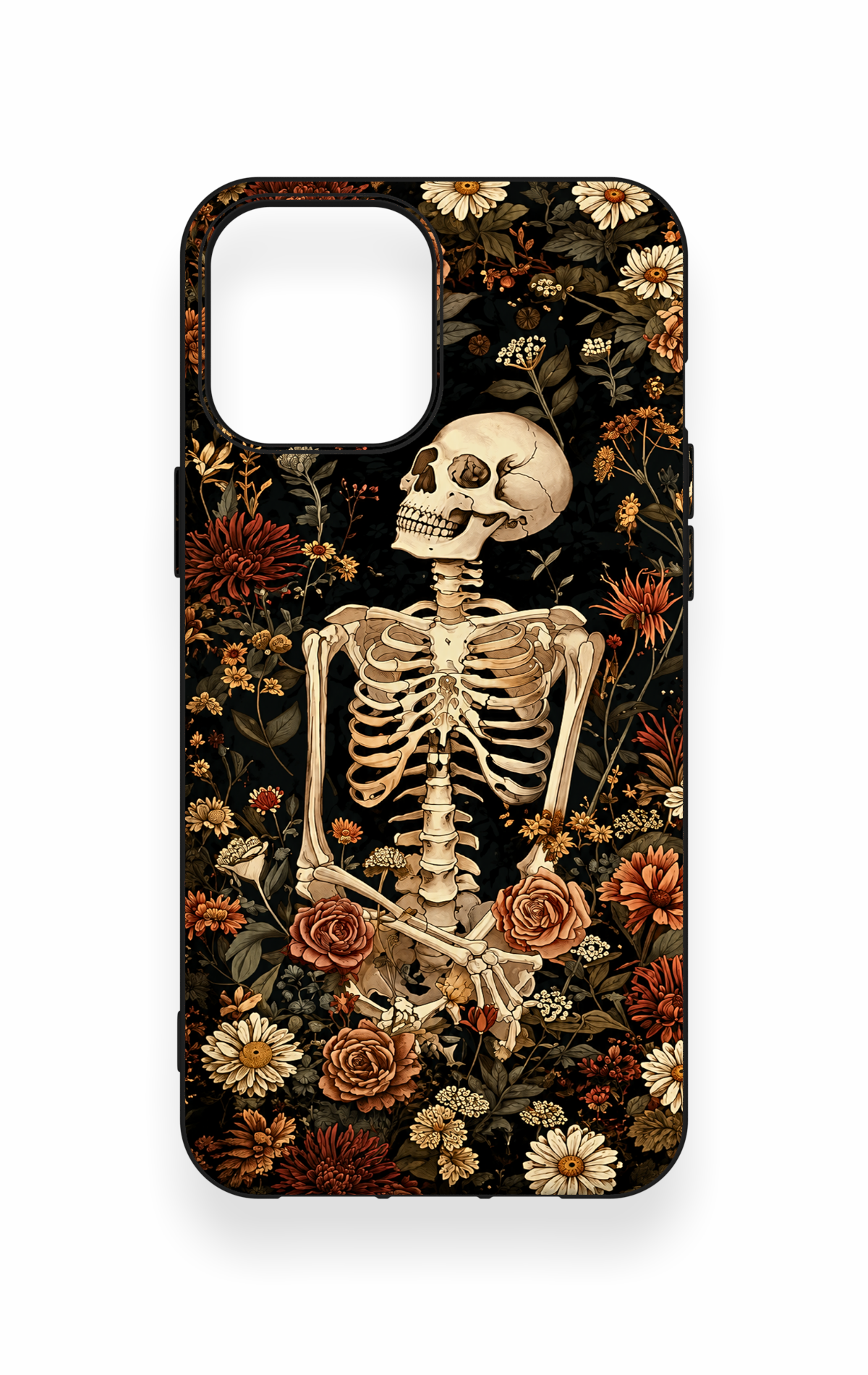 iPhone 12 Pro Max Uyumlu Çiçek İskelet Desenli Silikon Kılıf