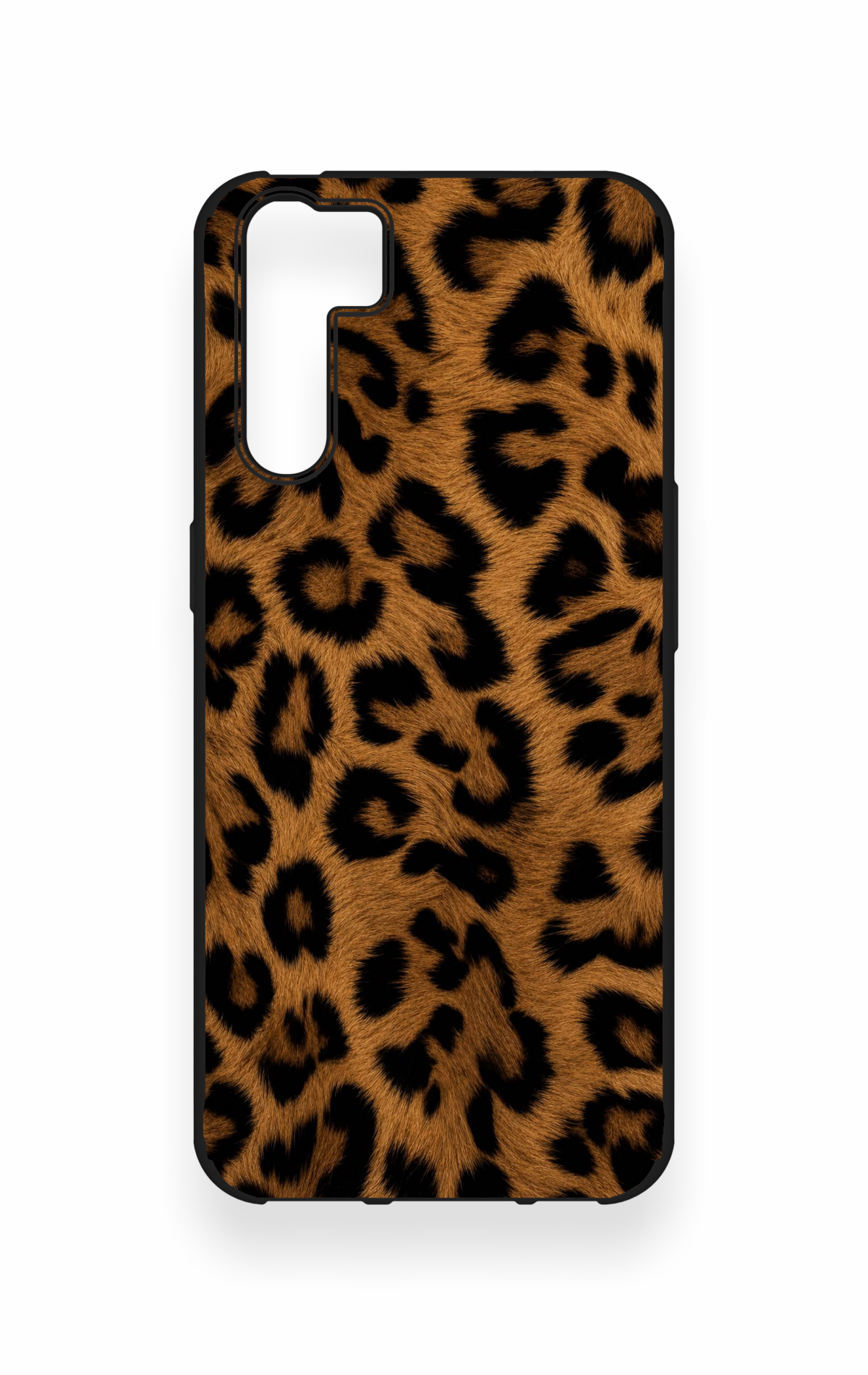Oppo A91 Uyumlu Koyu Leopar Deri Desenli Silikon Kılıf
