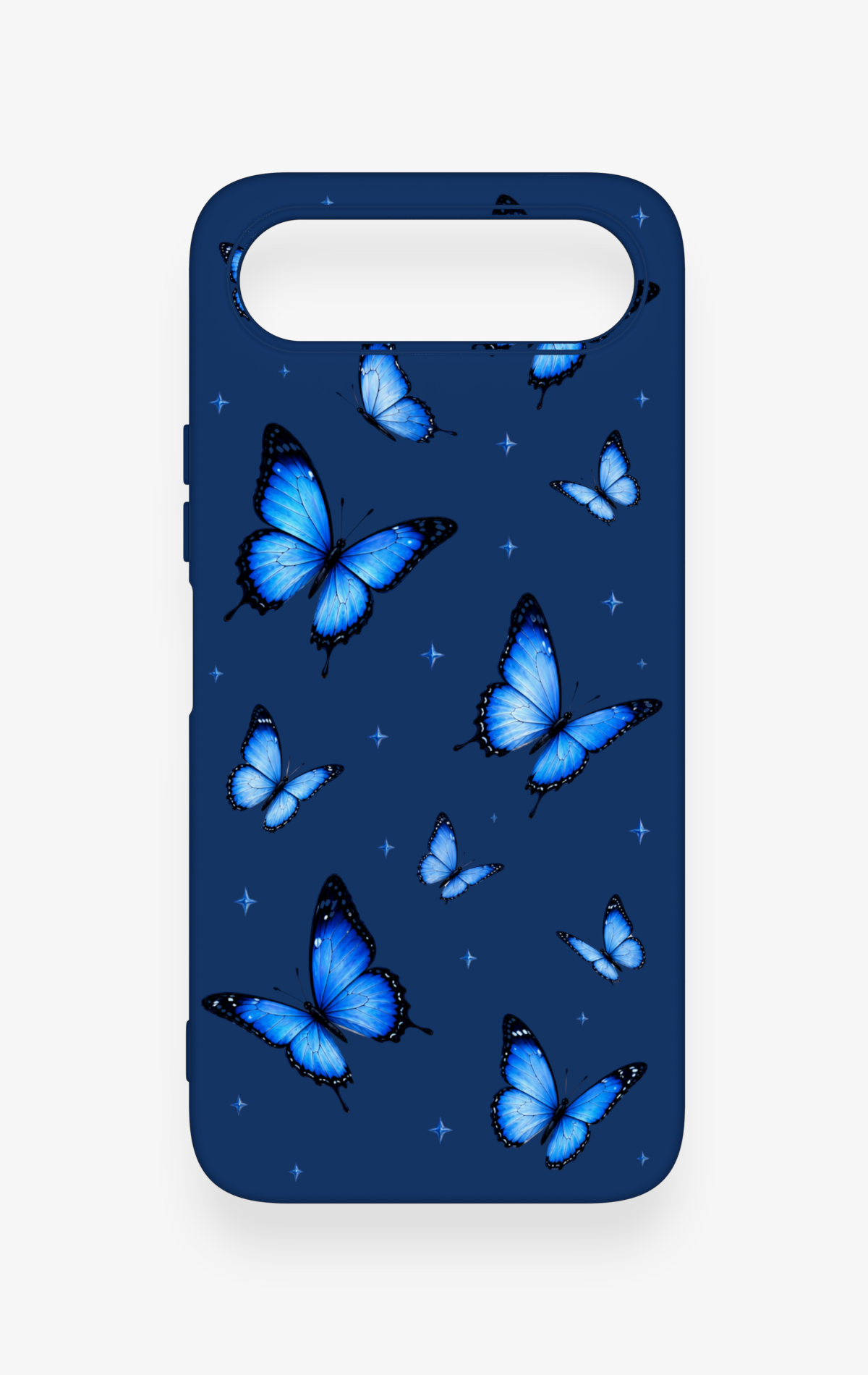 Tecno Spark 50 5G Uyumlu Parlak Mavi Kelebek Desenli Silikon Kılıf