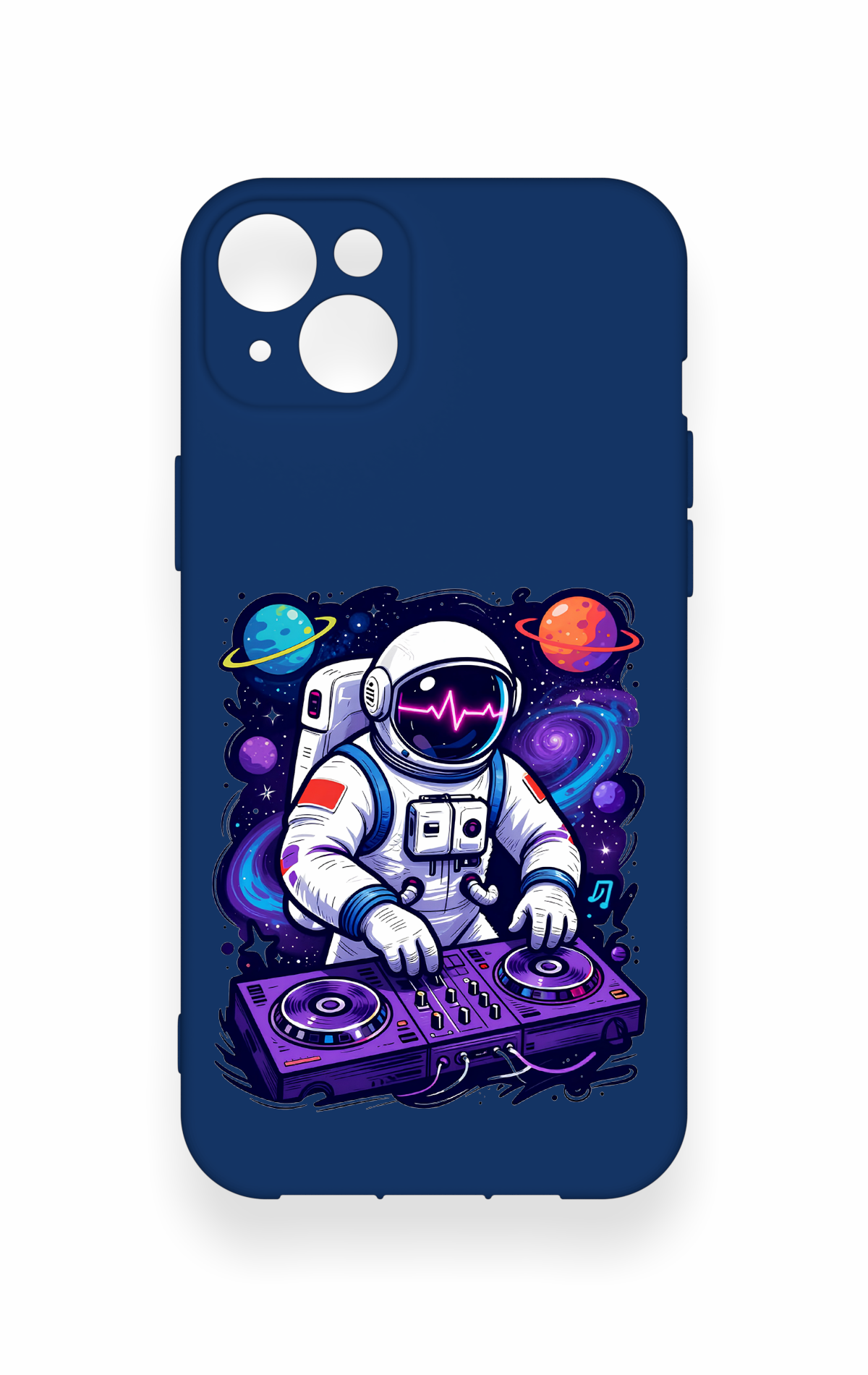iPhone 14 Plus/15 Plus Uyumlu Astronot DJ Desenli Silikon Kılıf