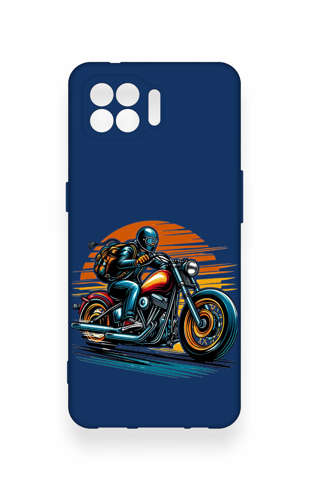 Oppo Reno 4 Lite Uyumlu Moto Rider Desenli Silikon Kılıf
