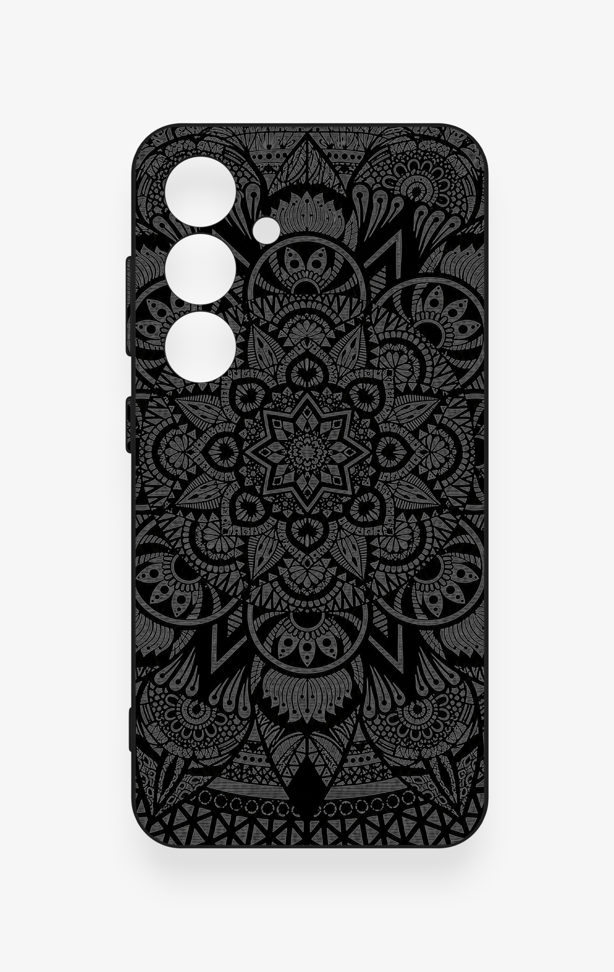 Samsung S24 Uyumlu Siyah Beyaz Mandala Desenli Silikon Kılıf