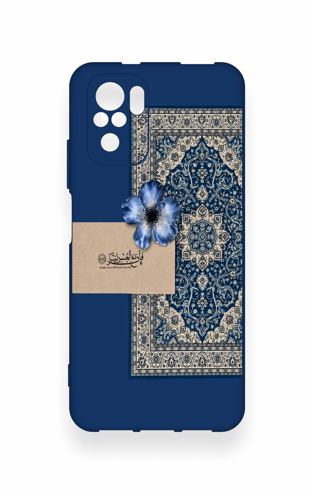 Redmi Note 10-10S Uyumlu Mavi Etnik Halı Desenli Silikon Kılıf