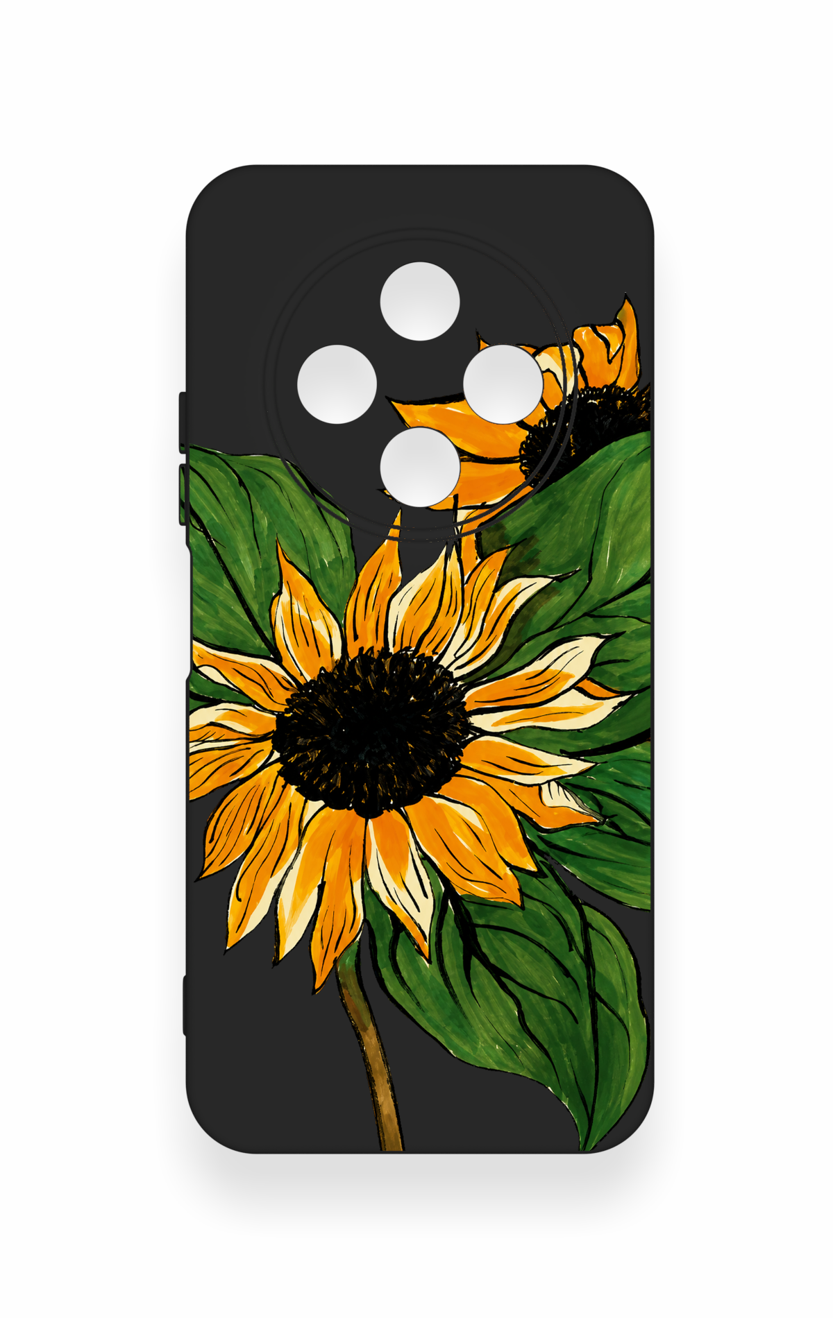 Tecno Spark 30C Uyumlu Ay Çiçeği Desenli Silikon Kılıf