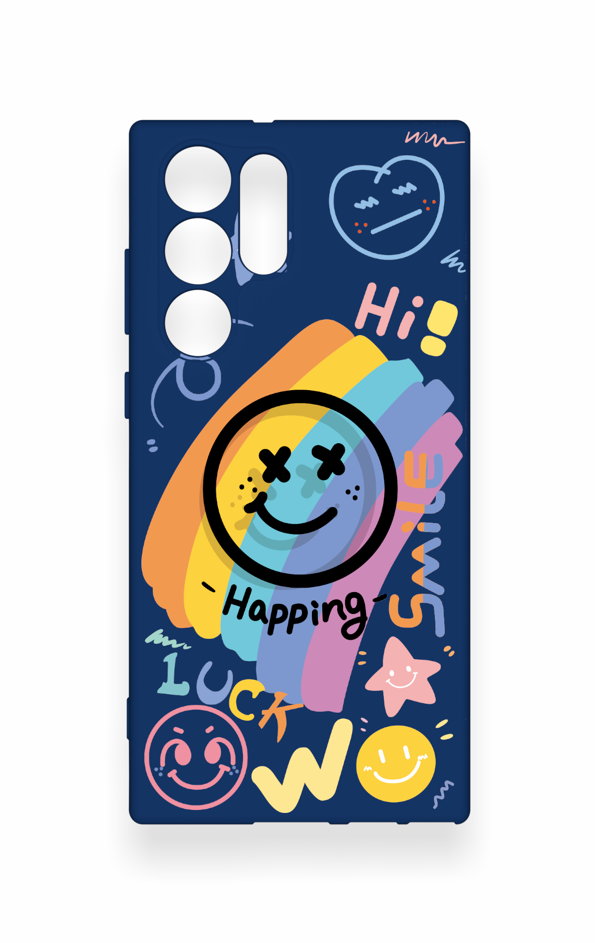 Samsung S22 Ultra Uyumlu Happing Smile Desenli Silikon Kılıf