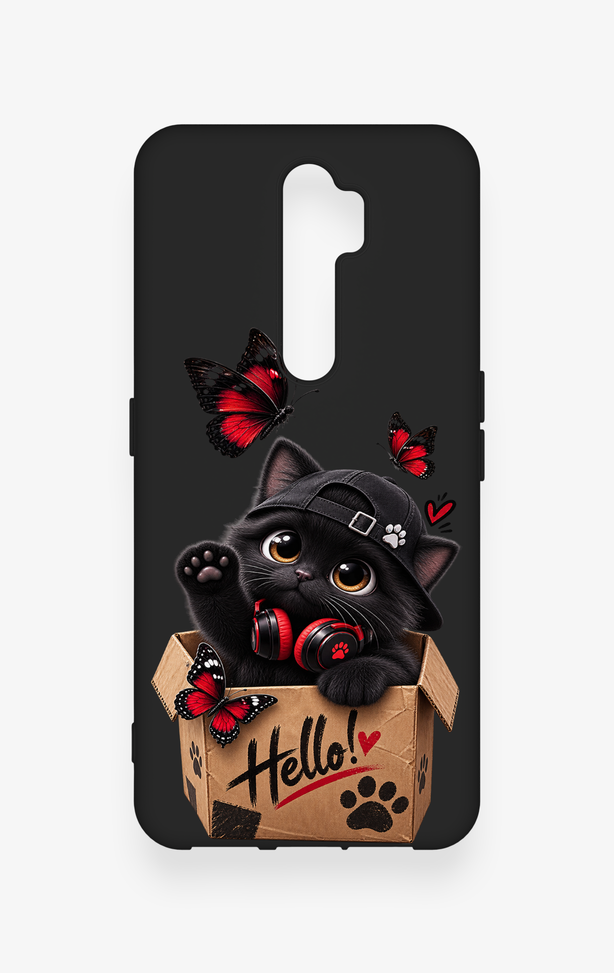 Oppo A5 2020 Uyumlu Hello Cat Desenli Silikon Kılıf