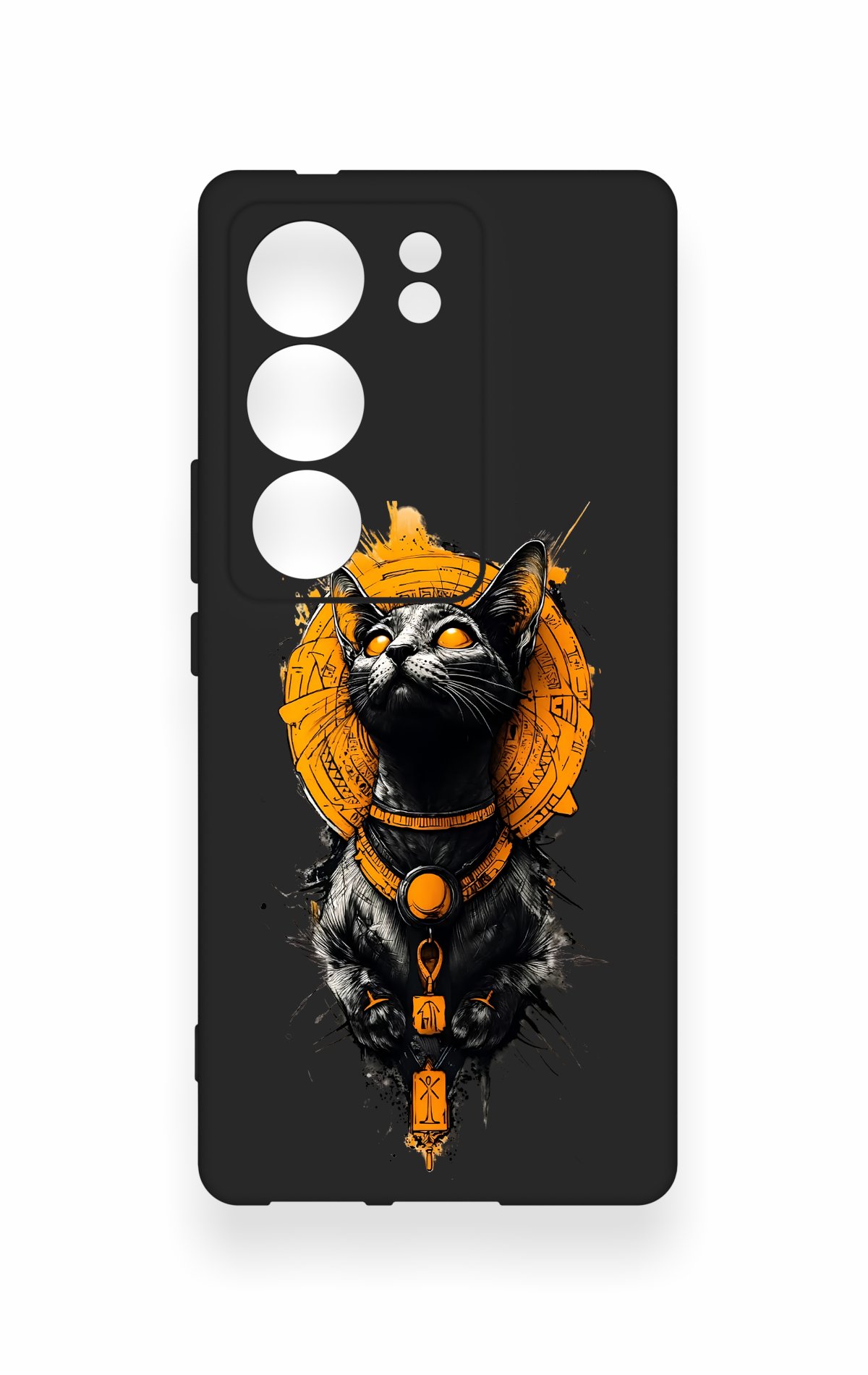 Vivo V29 Uyumlu Mısırlı Kedi Tanrısı Desenli Silikon Kılıf