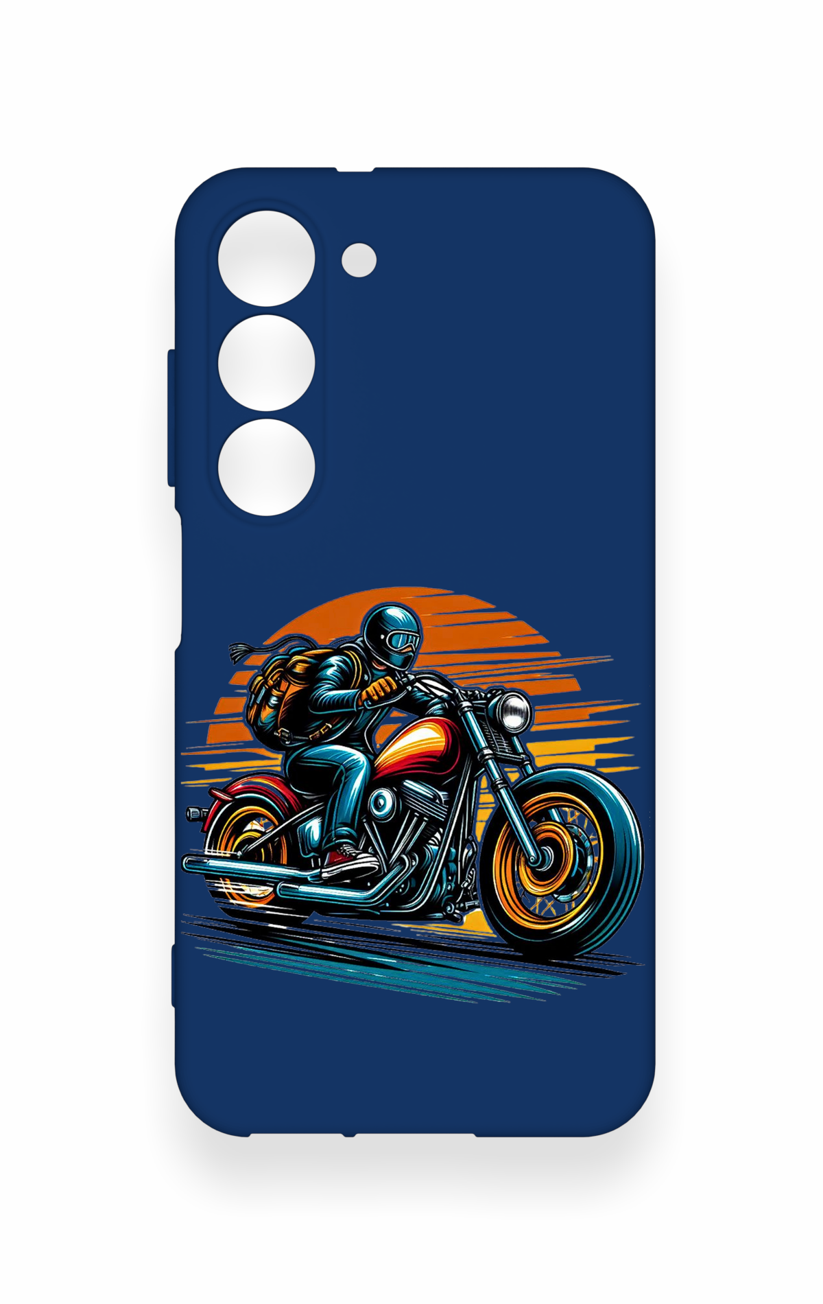 Samsung S23 Uyumlu Moto Rider Desenli Silikon Kılıf