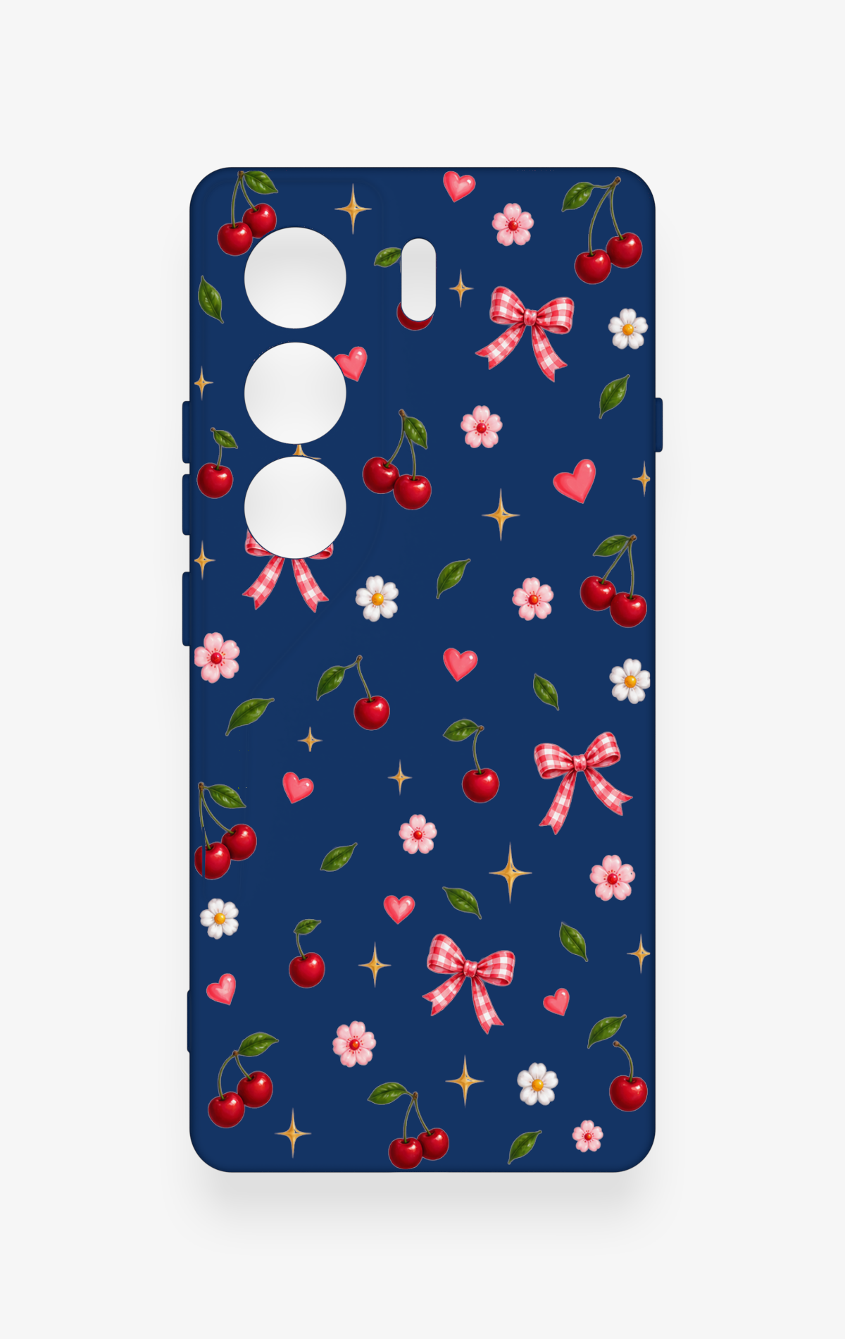 Tecno Camon 40 4G Uyumlu Çiçek Kiraz Fiyonk Desenli Silikon Kılıf
