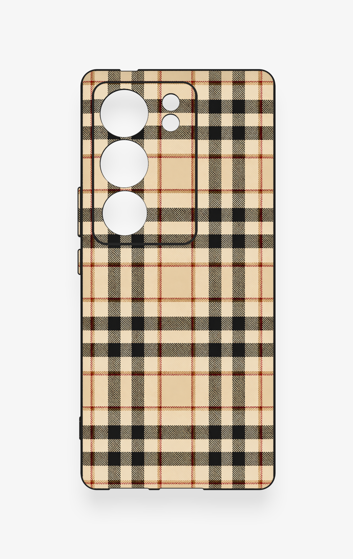 Vivo V29 Uyumlu Karamel Siyah Ekose Desenli Silikon Kılıf