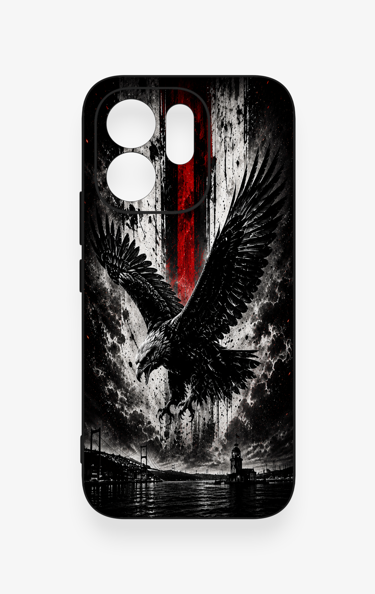 Vivo V70 5G Uyumlu Kara Kartal Desenli Silikon Kılıf