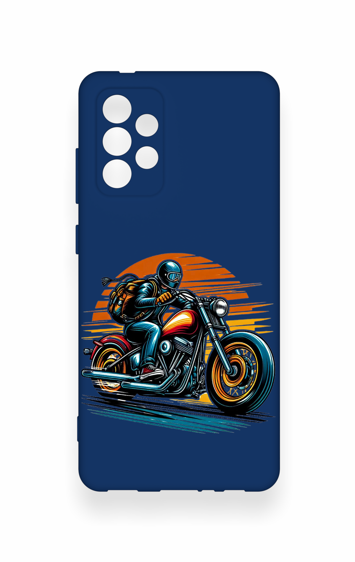Samsung-A72 Uyumlu Moto Rider Desenli Silikon Kılıf