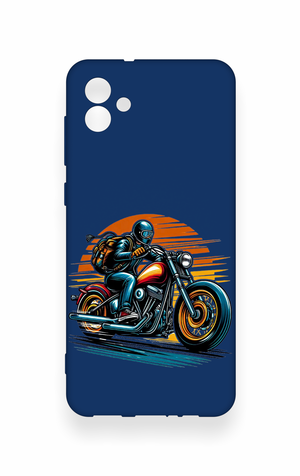 Samsung A04 Uyumlu Moto Rider Desenli Silikon Kılıf