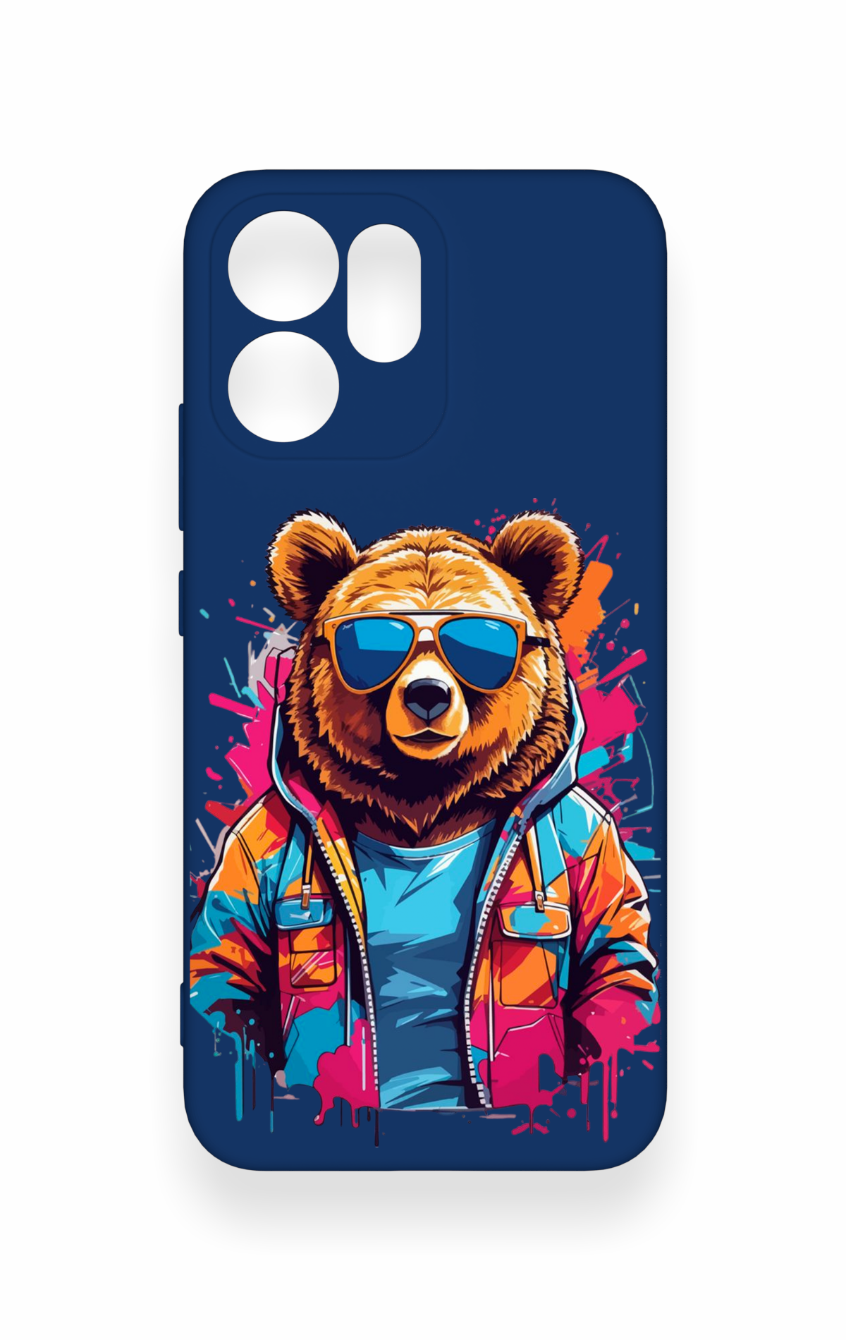 Oppo Reno 14F Uyumlu Gözlüklü Ayı Desenli Silikon Kılıf