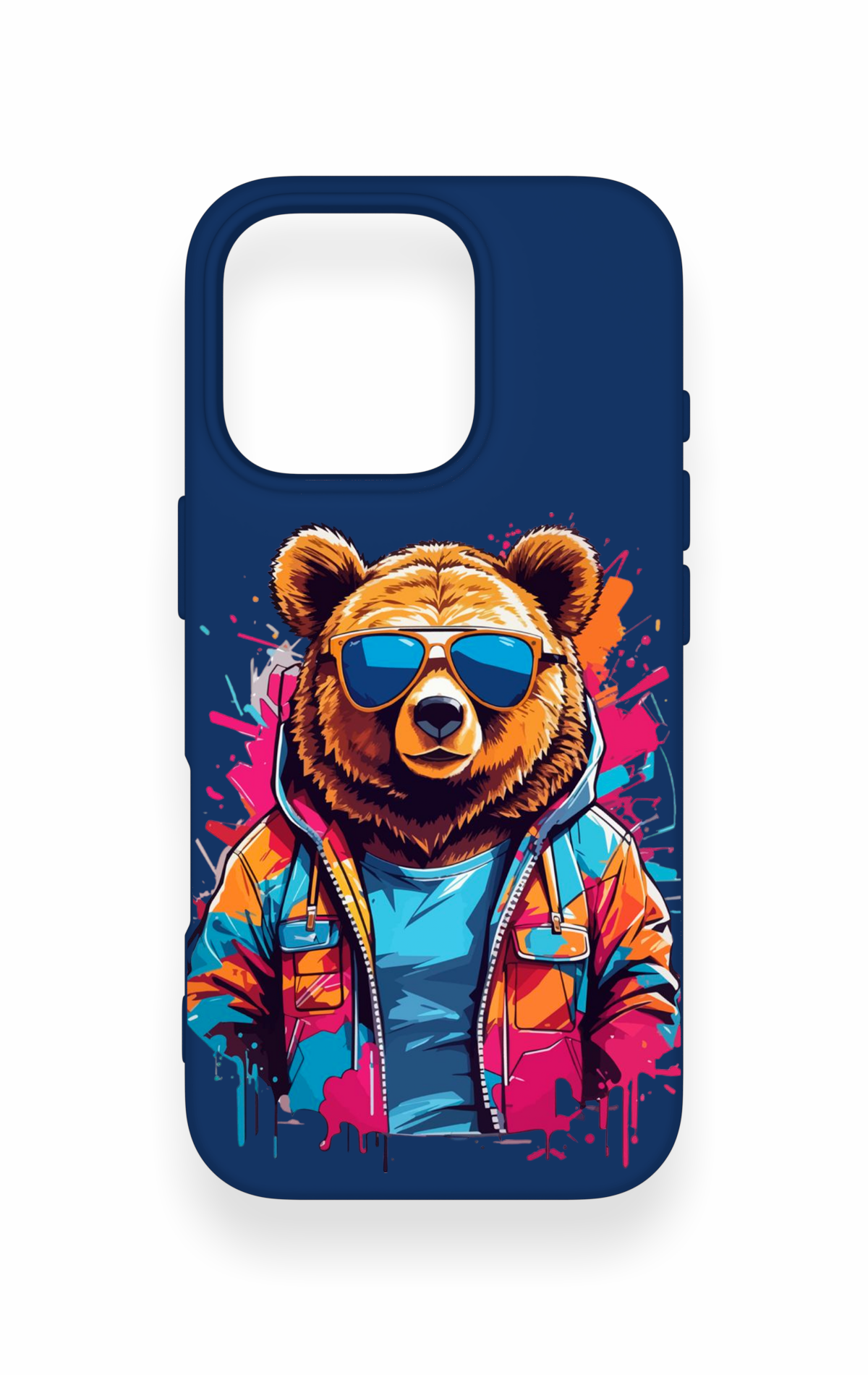 iPhone 16 Pro Uyumlu Gözlüklü Ayı Desenli Silikon Kılıf