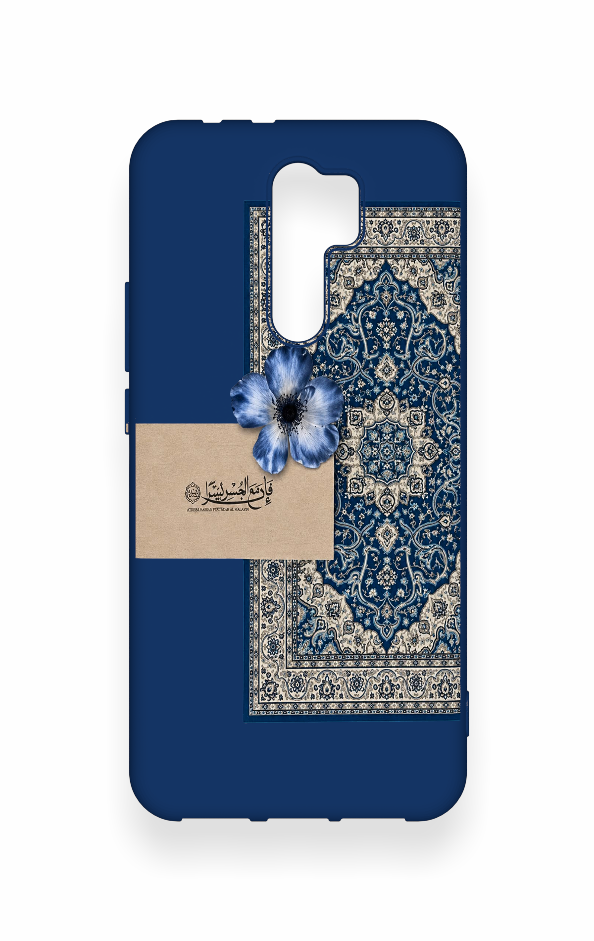 Redmi 9 Uyumlu Mavi Etnik Halı Desenli Silikon Kılıf