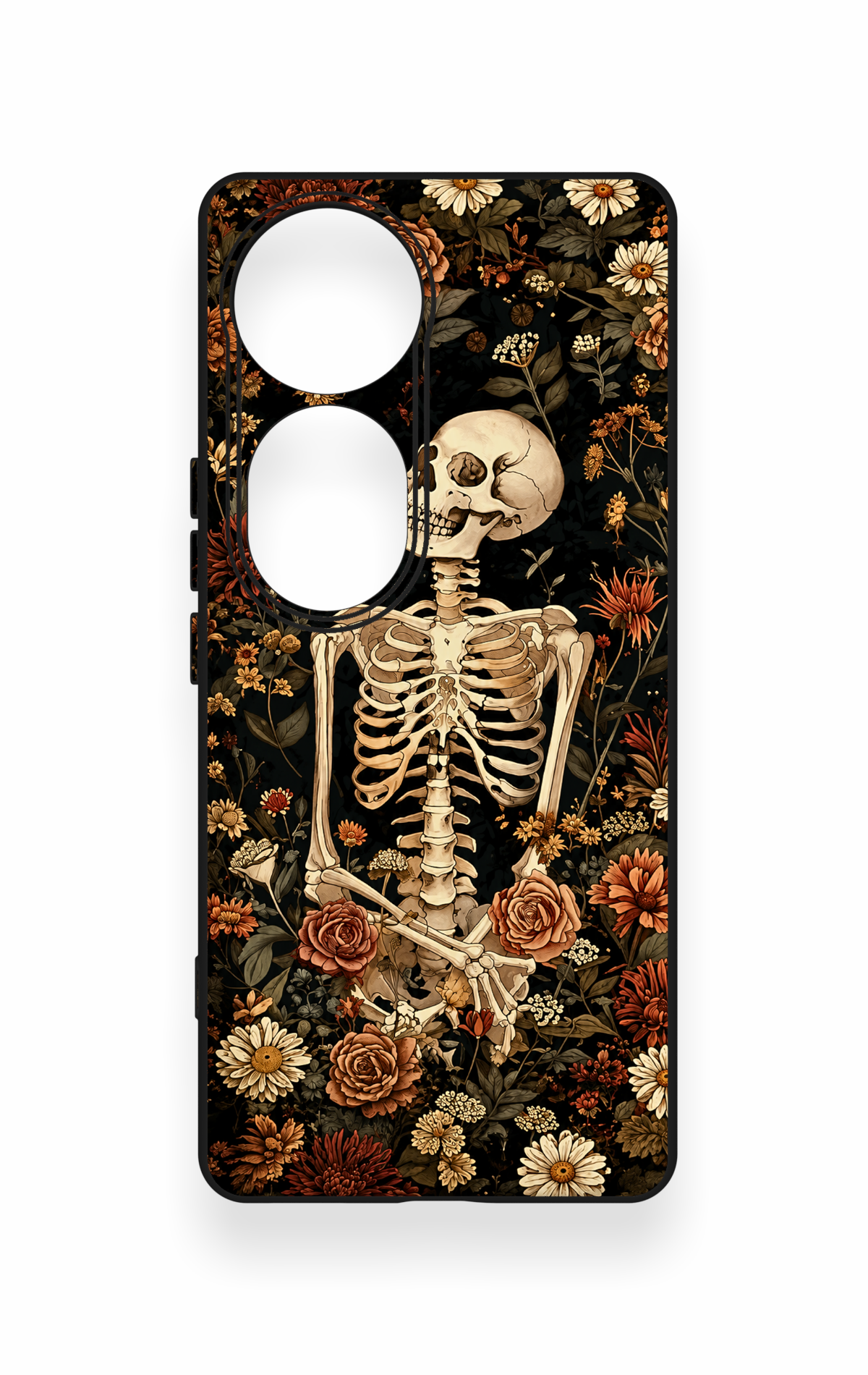 Vivo V40 Uyumlu Çiçek İskelet Desenli Silikon Kılıf