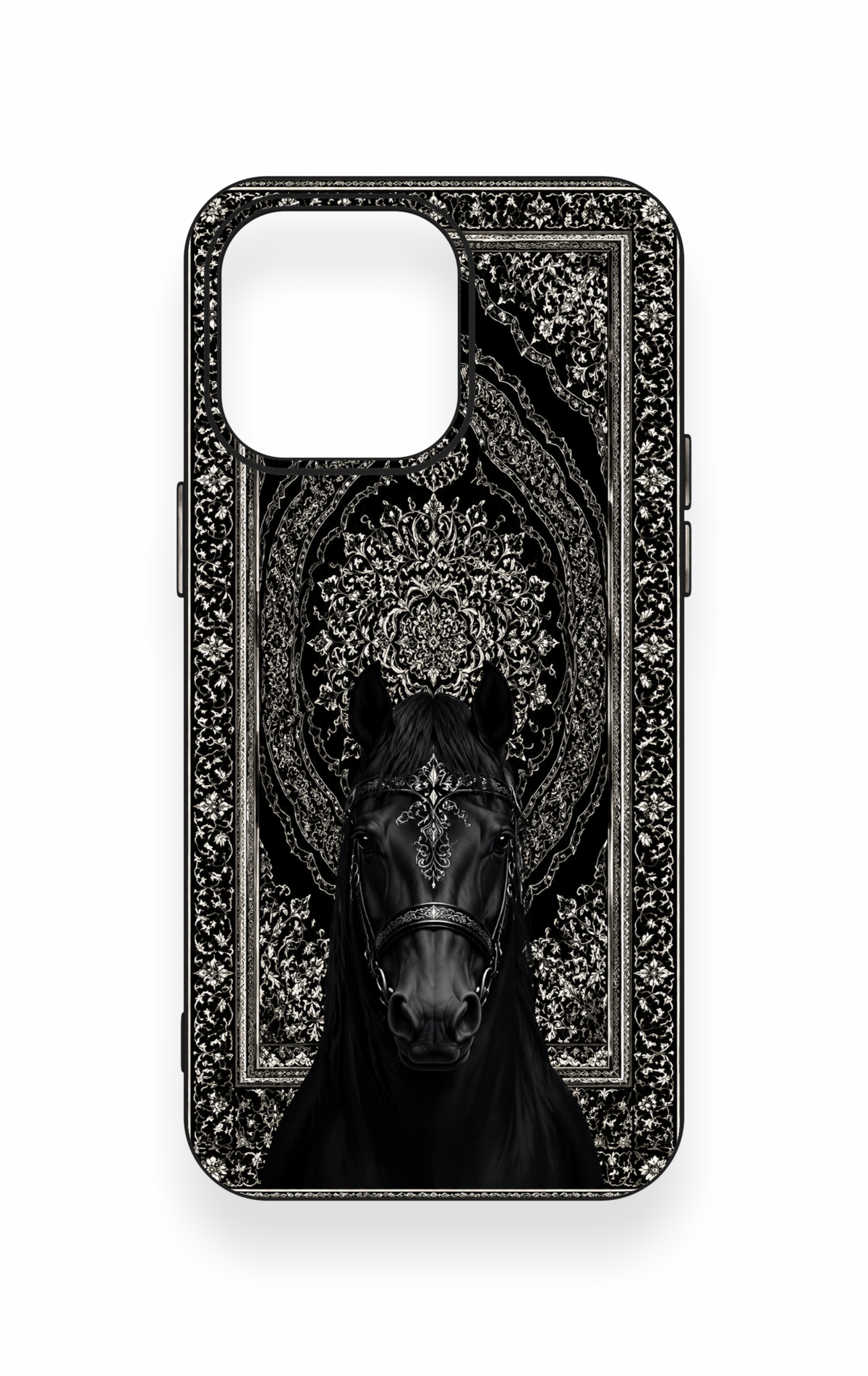 iPhone 15 Pro Max Uyumlu Etnik At Figürü Desenli Silikon Kılıf