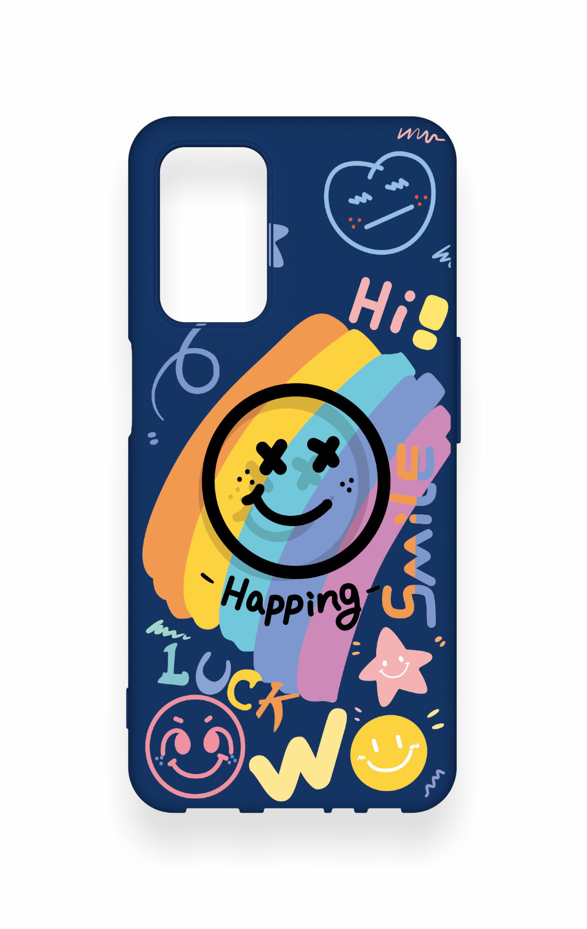 Oppo A55 Uyumlu Happing Smile Desenli Silikon Kılıf