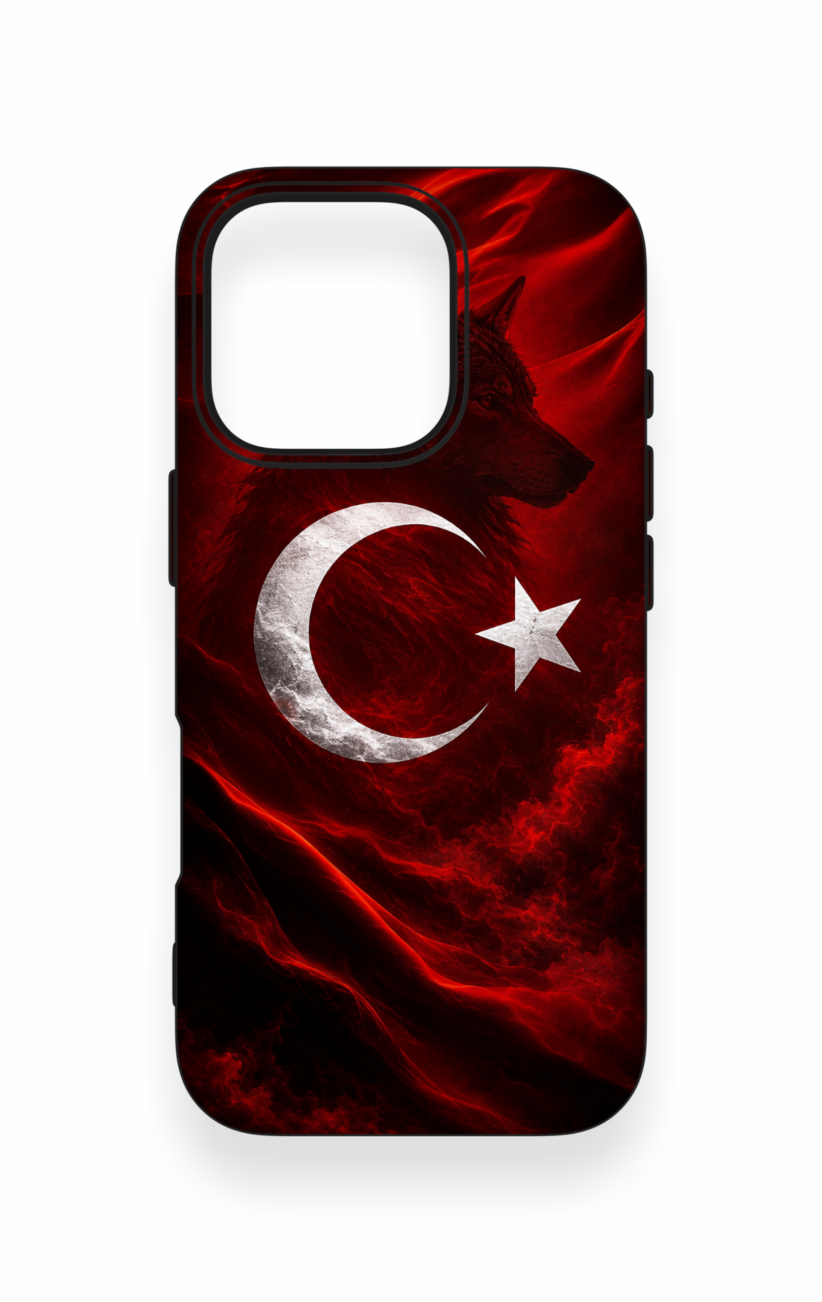 iPhone 16 Pro Uyumlu Kurt Türk Bayrağı Desenli Silikon Kılıf