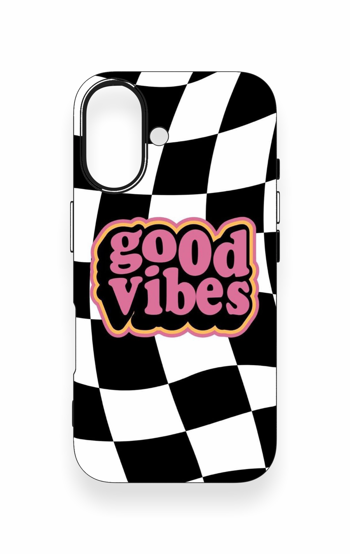 iPhone 16 Uyumlu Black Good Vibes Desenli Silikon Kılıf