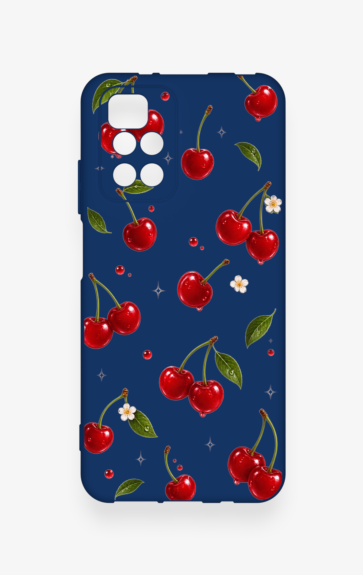Redmi 10 2022 Uyumlu Kiraz Papatya Desenli Silikon Kılıf