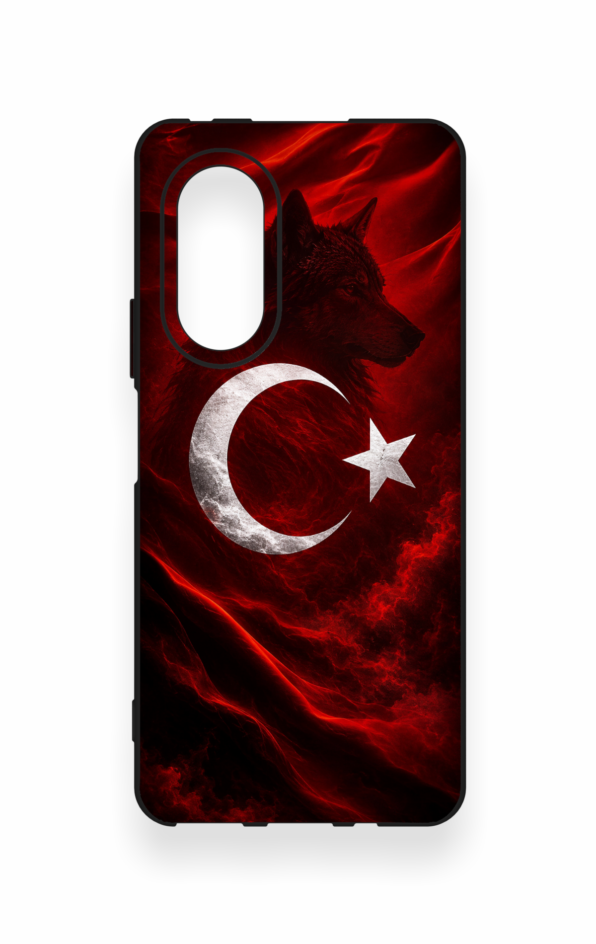 Huawei Nova 9Se Uyumlu Kurt Türk Bayrağı Desenli Silikon Kılıf