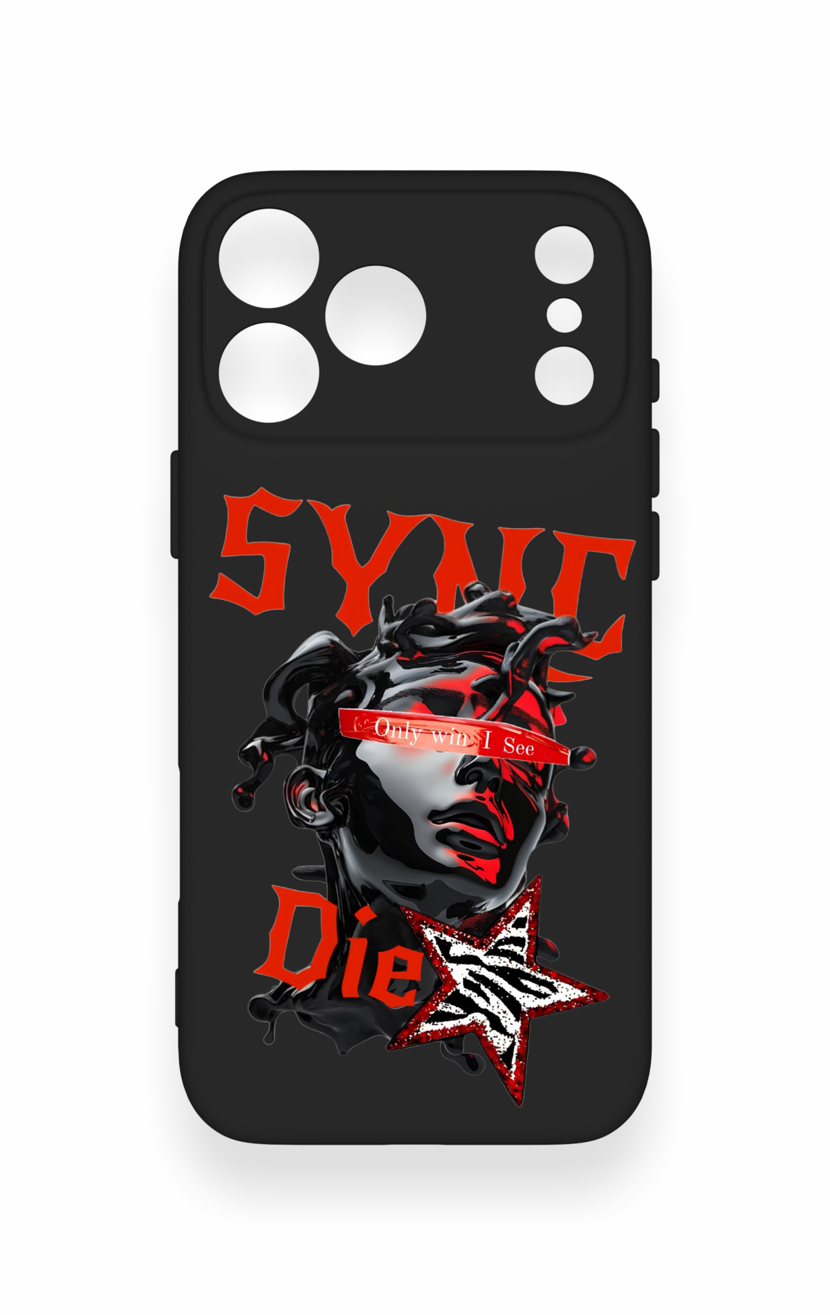 iPhone 17 Pro Max Uyumlu Sync Die Desenli Silikon Kılıf